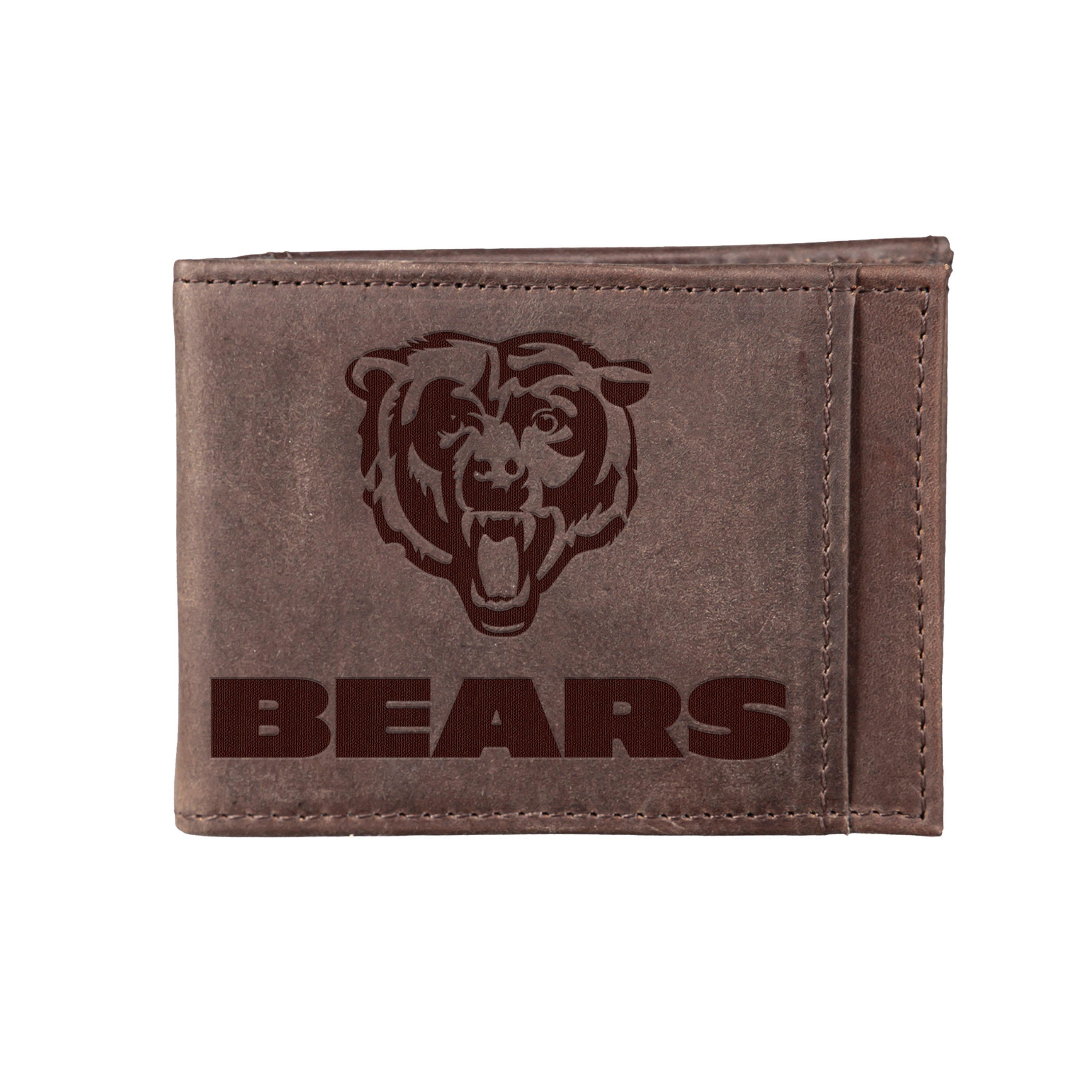 Front Pocket Wallet w/ RFID Blocking, Chicago Bears, Brown - Sports Collectibles, Sports Memorabilia, Sports Fan Shop, Sports Gifts