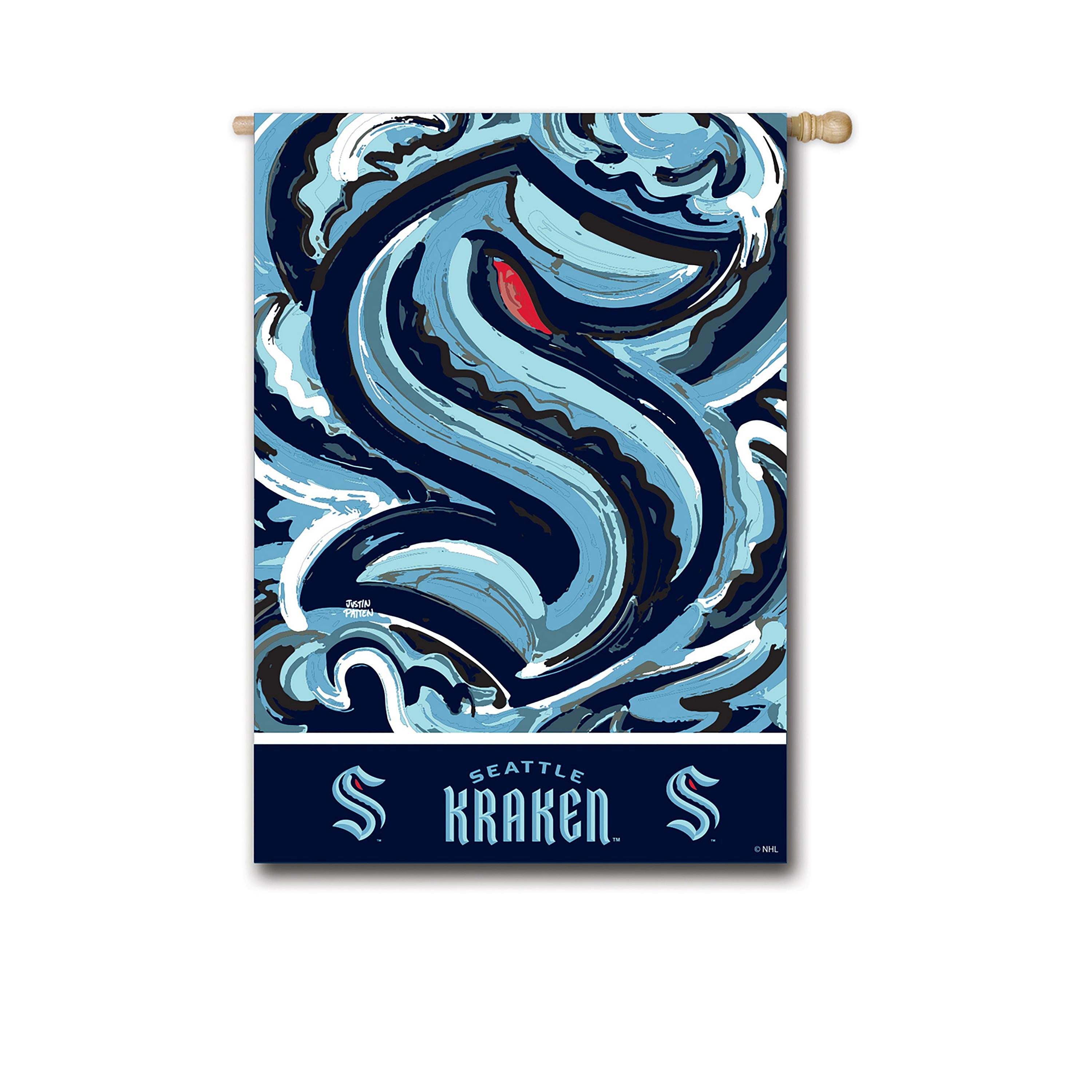 Seattle Kraken Justin Patten Suede House Flag - Sports Collectibles, Sports Memorabilia, Sports Fan Shop, Sports Gifts