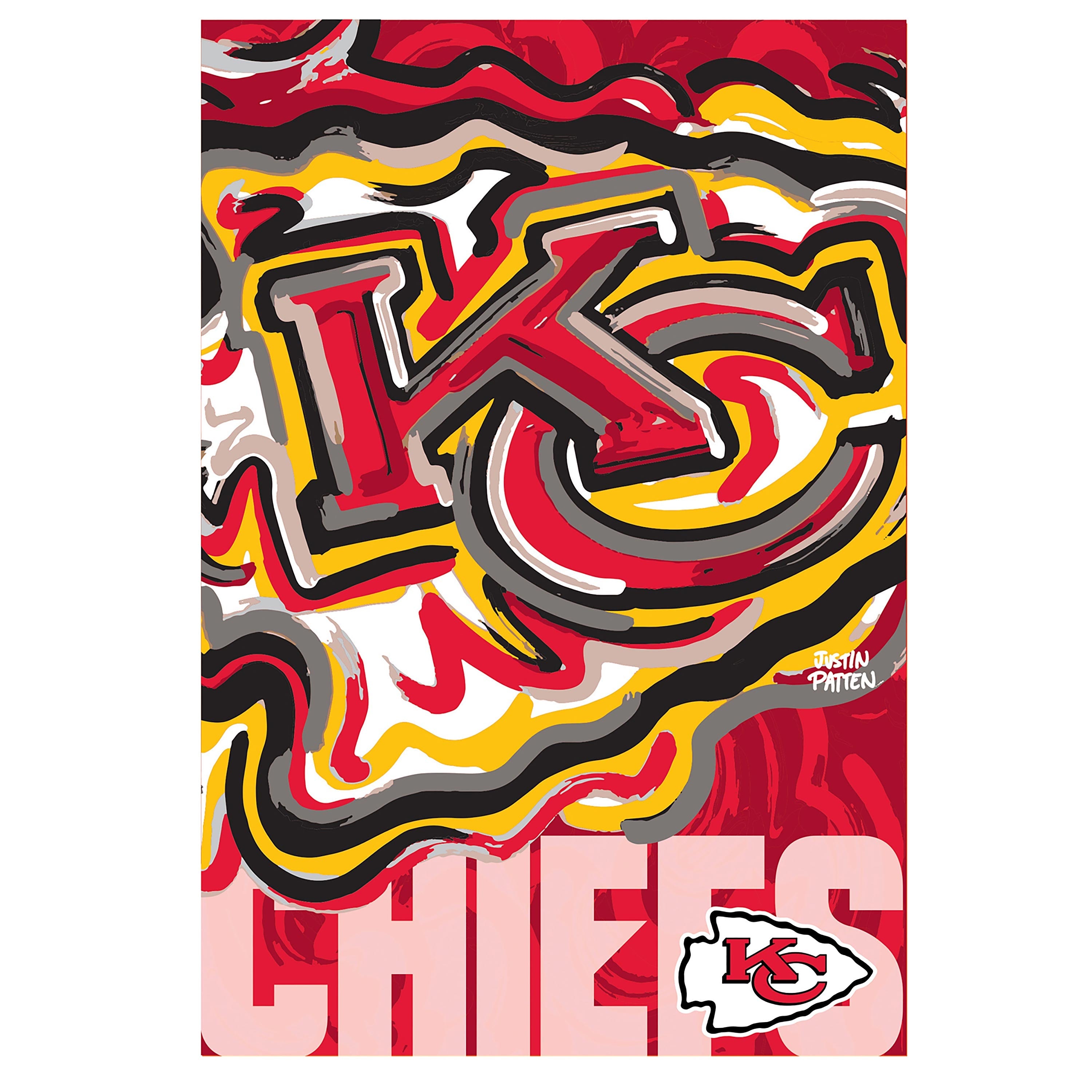 Kansas City Chiefs Justin Patten Logo Suede Garden Flag - Sports Collectibles, Sports Memorabilia, Sports Fan Shop, Sports Gifts