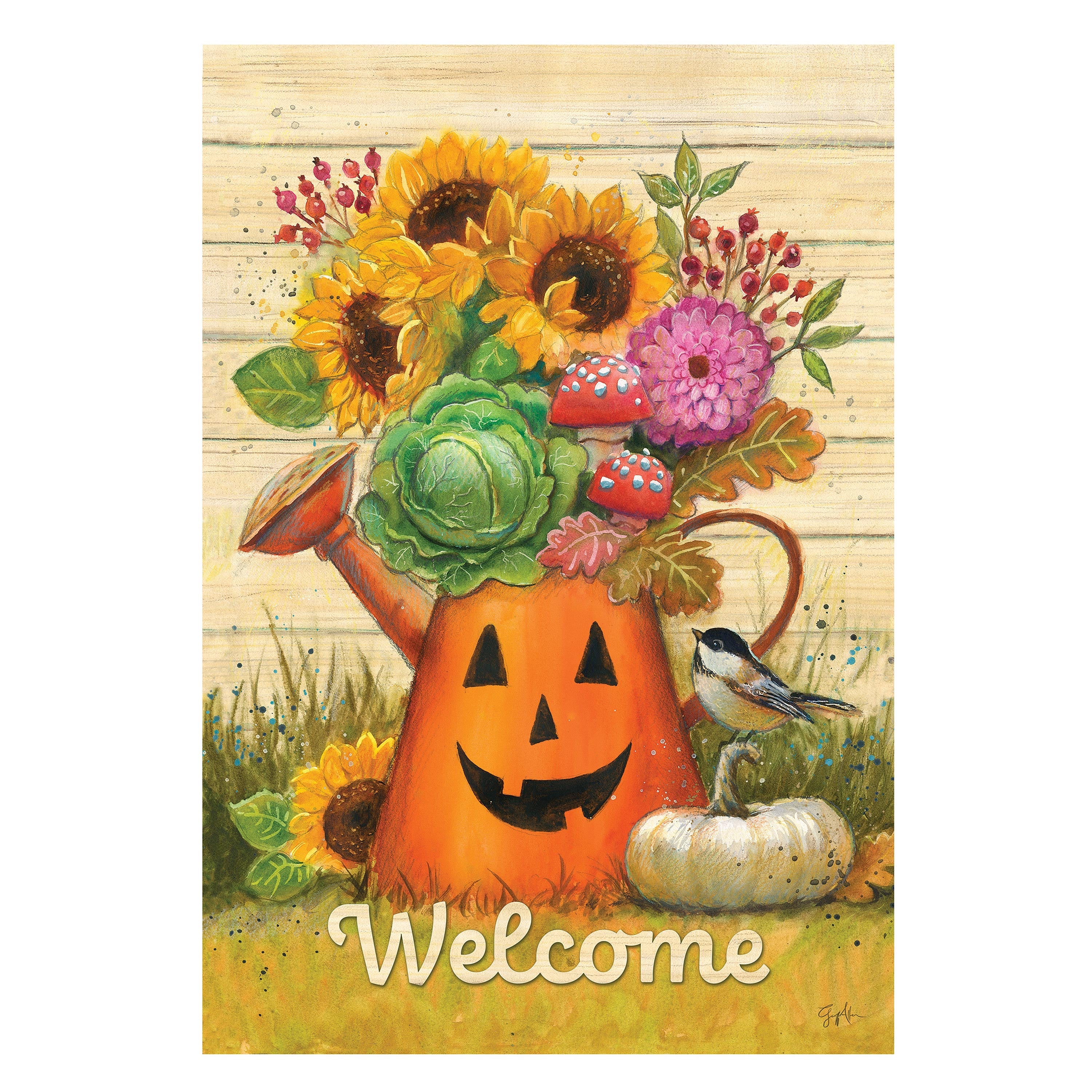 Halloween Watering Can Suede Garden Flag - Sports Collectibles, Sports Memorabilia, Sports Fan Shop, Sports Gifts
