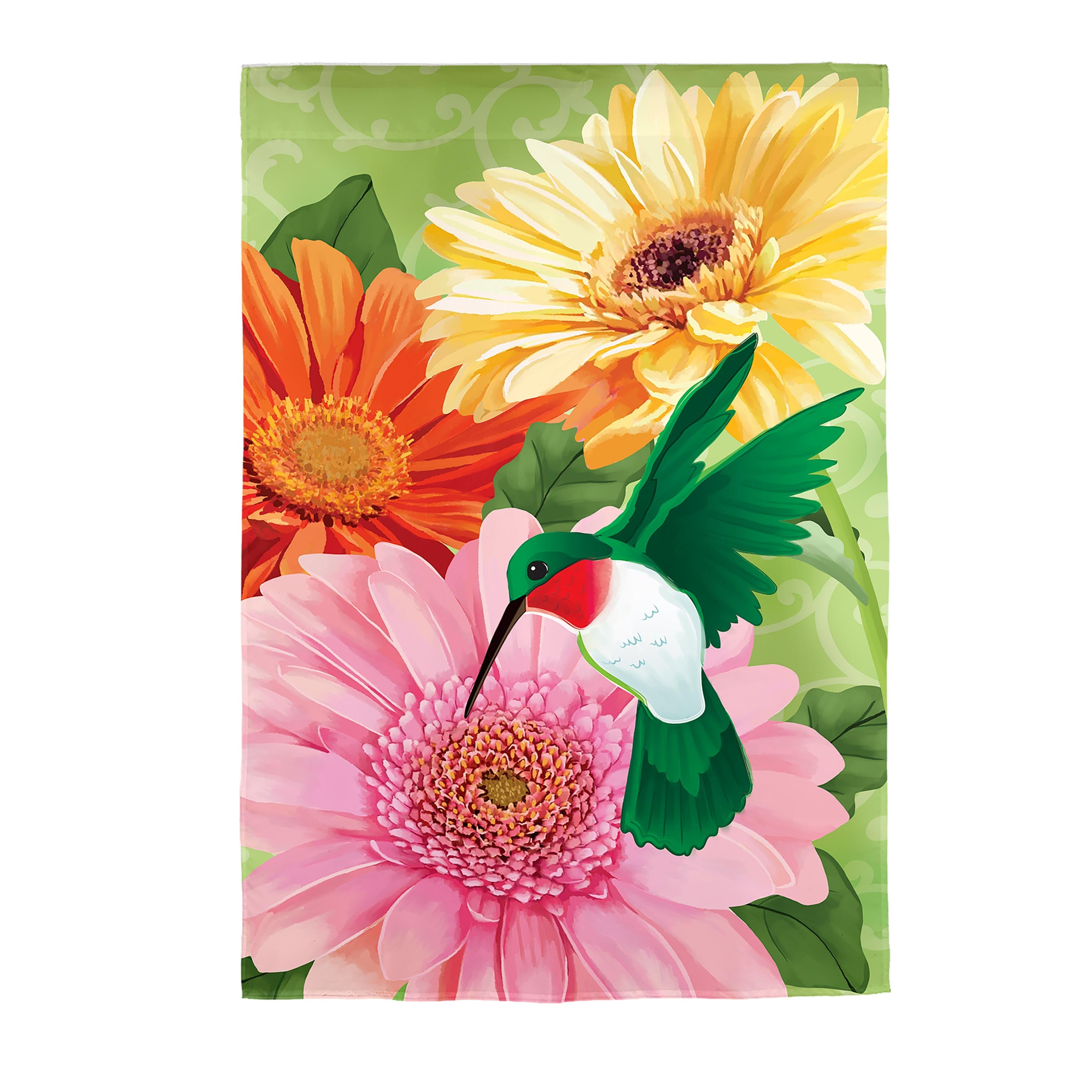 Hummingbird and Daisy Trio Applique Garden Flag - Sports Collectibles, Sports Memorabilia, Sports Fan Shop, Sports Gifts