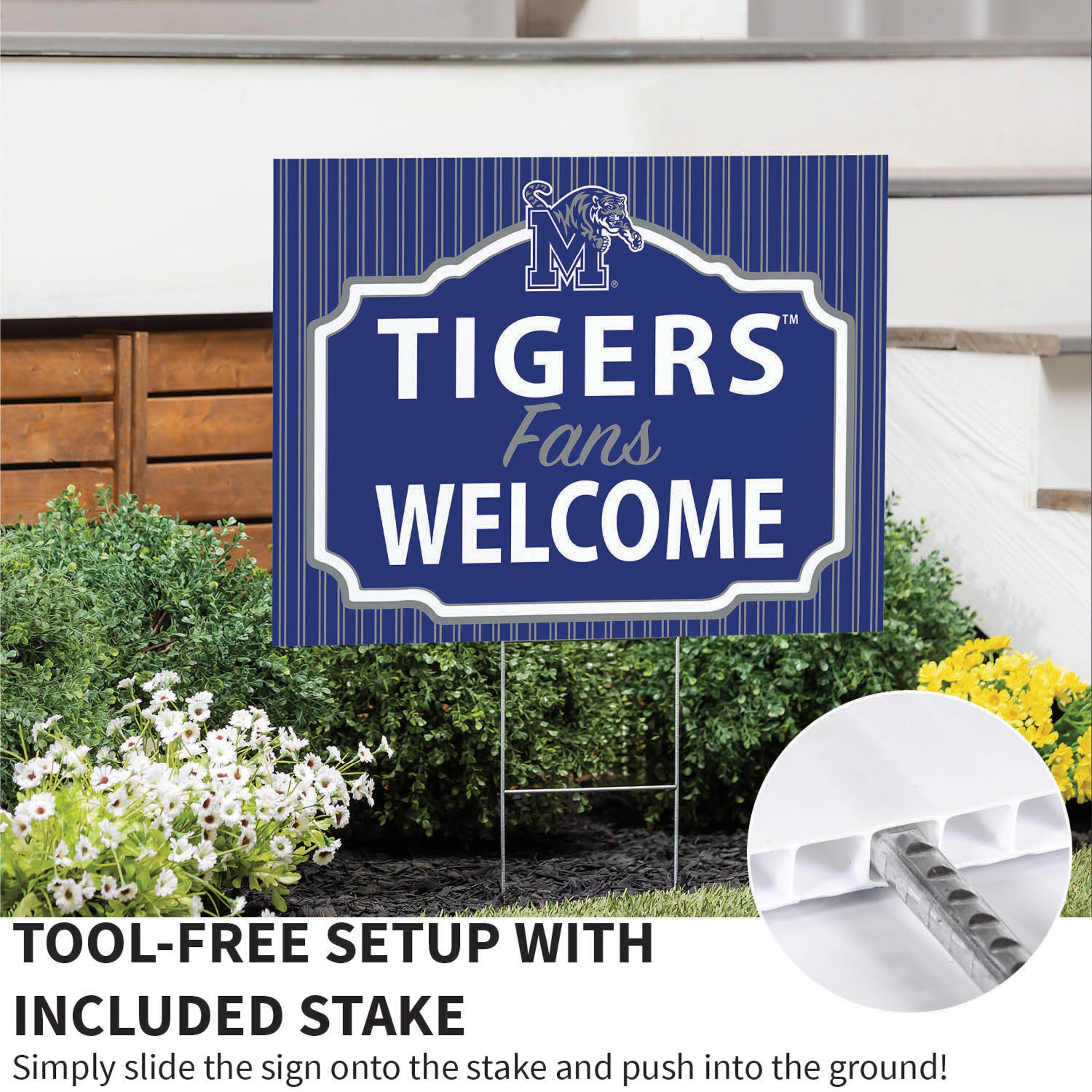 University of Memphis Coroplast Yard Sign, "Fans Welcome" - Sports Collectibles, Sports Memorabilia, Sports Fan Shop, Sports Gifts