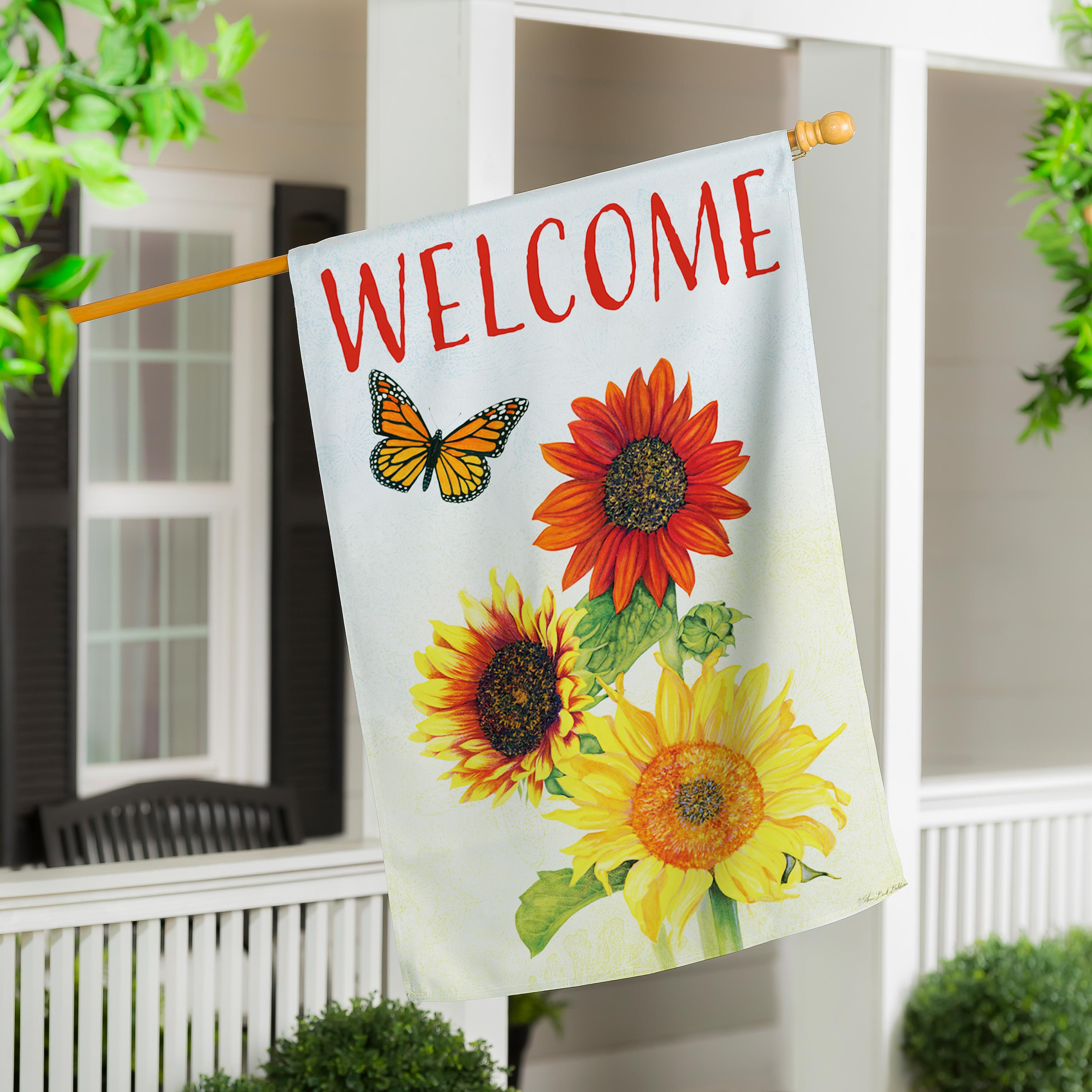Sunflower Trio Suede House Flag - Sports Collectibles, Sports Memorabilia, Sports Fan Shop, Sports Gifts