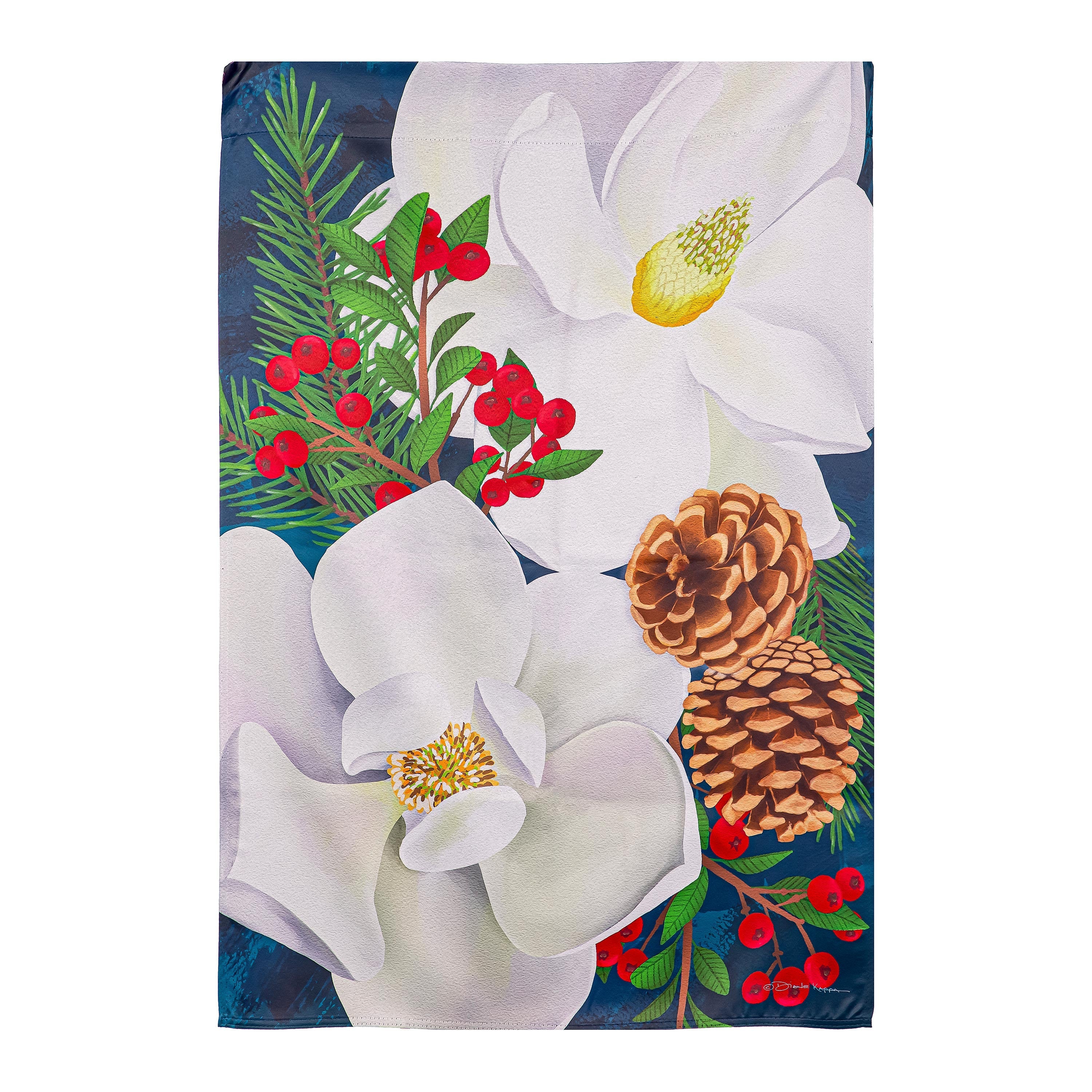 Holiday Magnolia Arrangement Suede House Flag - Sports Collectibles, Sports Memorabilia, Sports Fan Shop, Sports Gifts