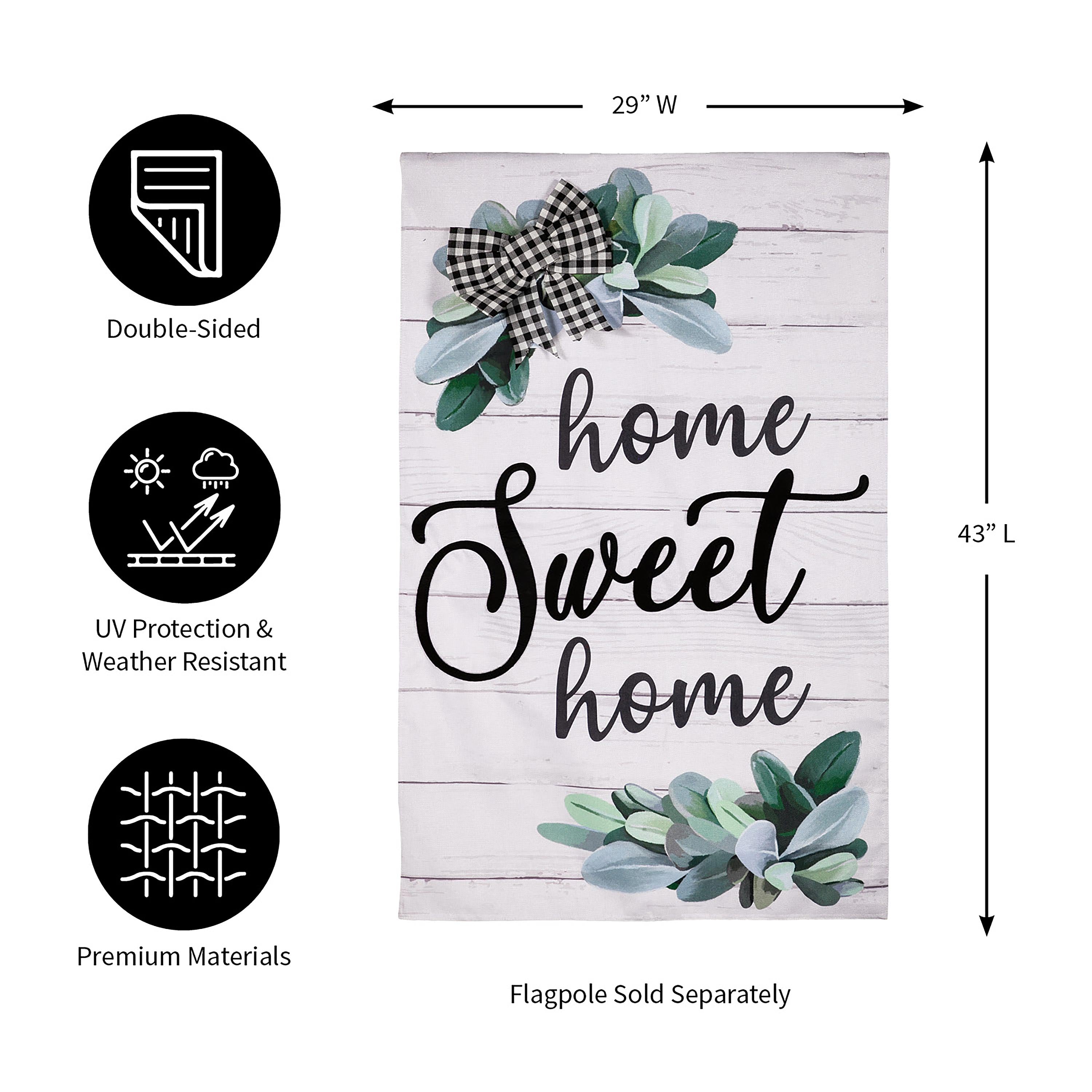 Home Sweet Home Eucalyptus House Burlap Flag - Sports Collectibles, Sports Memorabilia, Sports Fan Shop, Sports Gifts