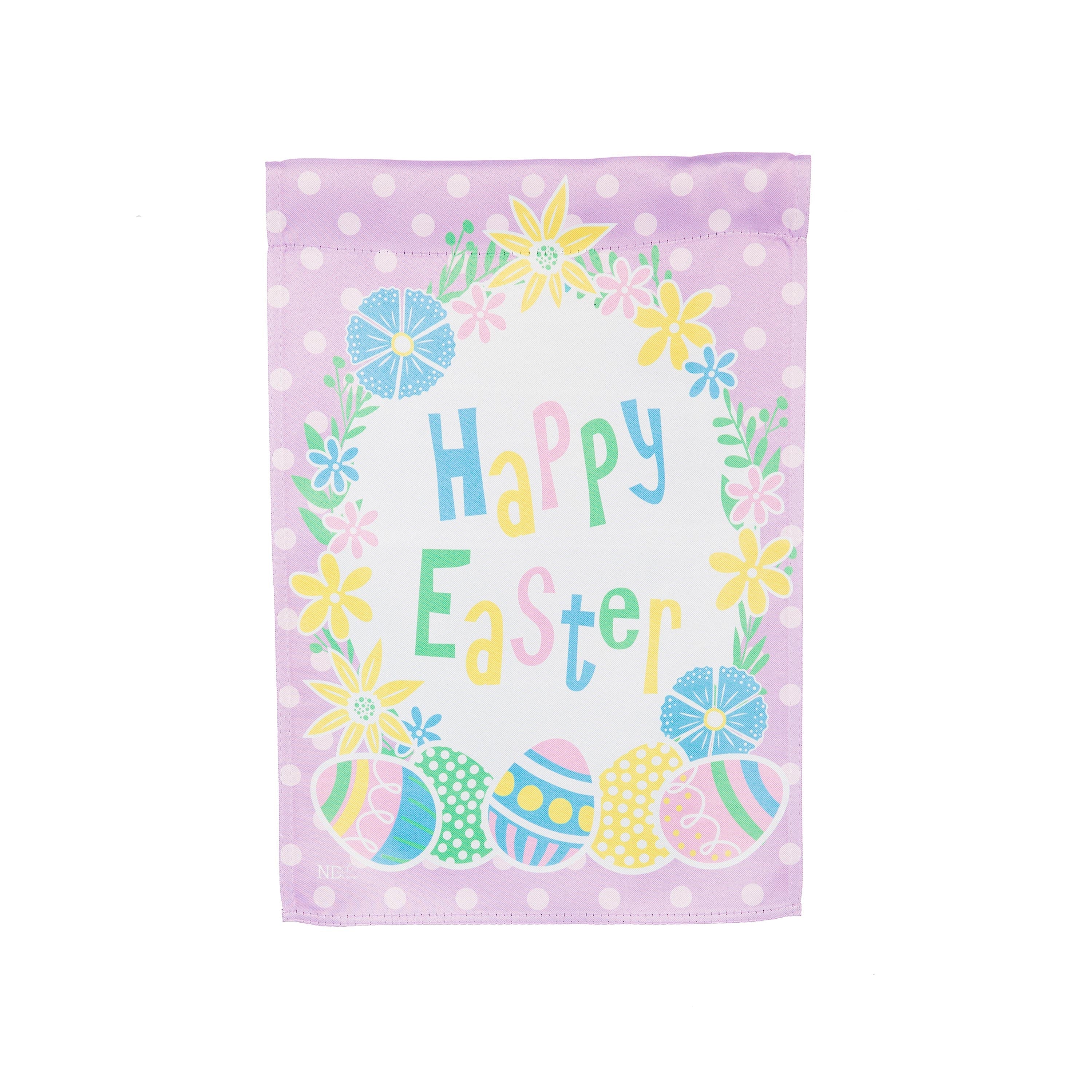 Happy Easter Polka Dots Garden Suede Flag - Sports Collectibles, Sports Memorabilia, Sports Fan Shop, Sports Gifts