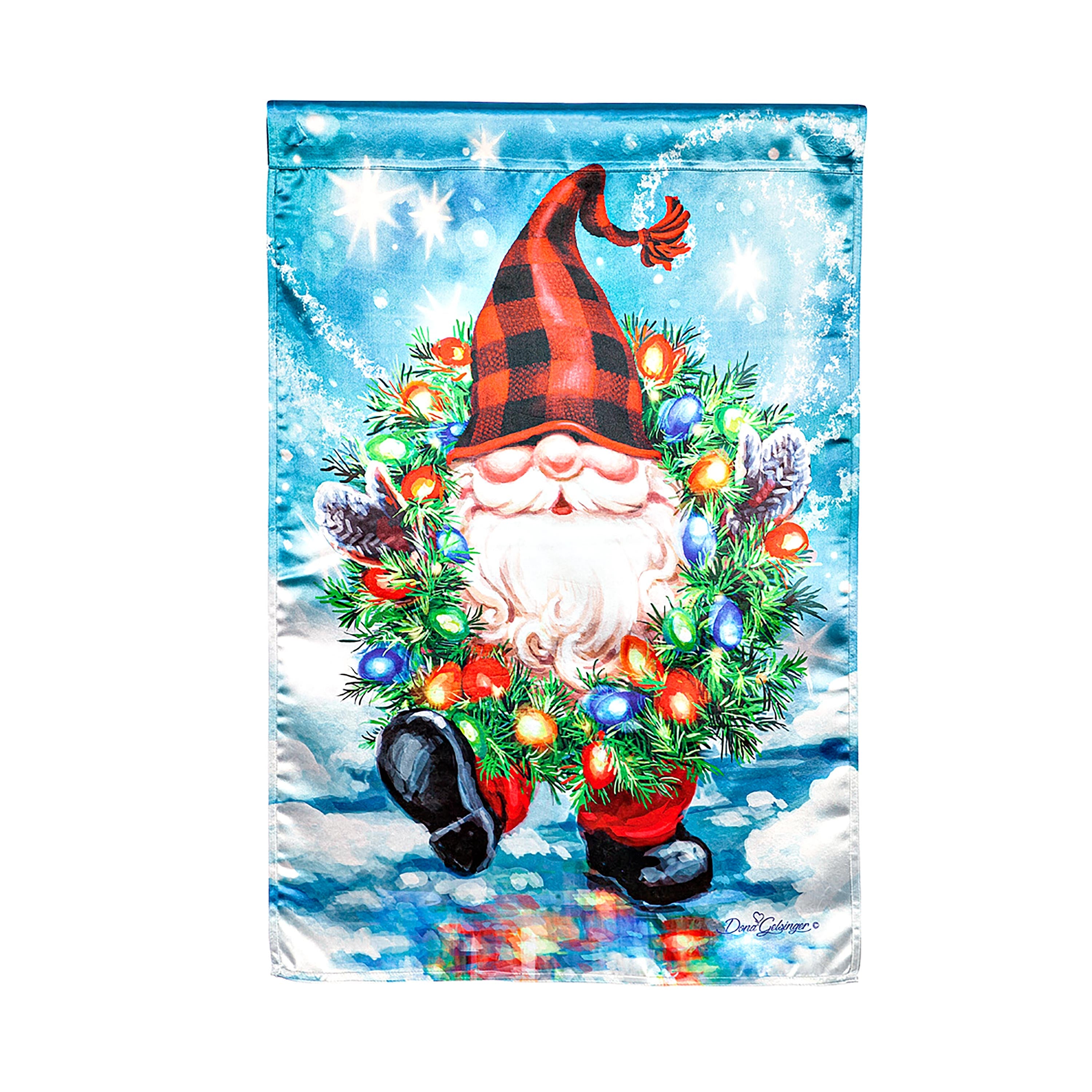 Gnome with a Christmas Wreath House Lustre Flag - Sports Collectibles, Sports Memorabilia, Sports Fan Shop, Sports Gifts