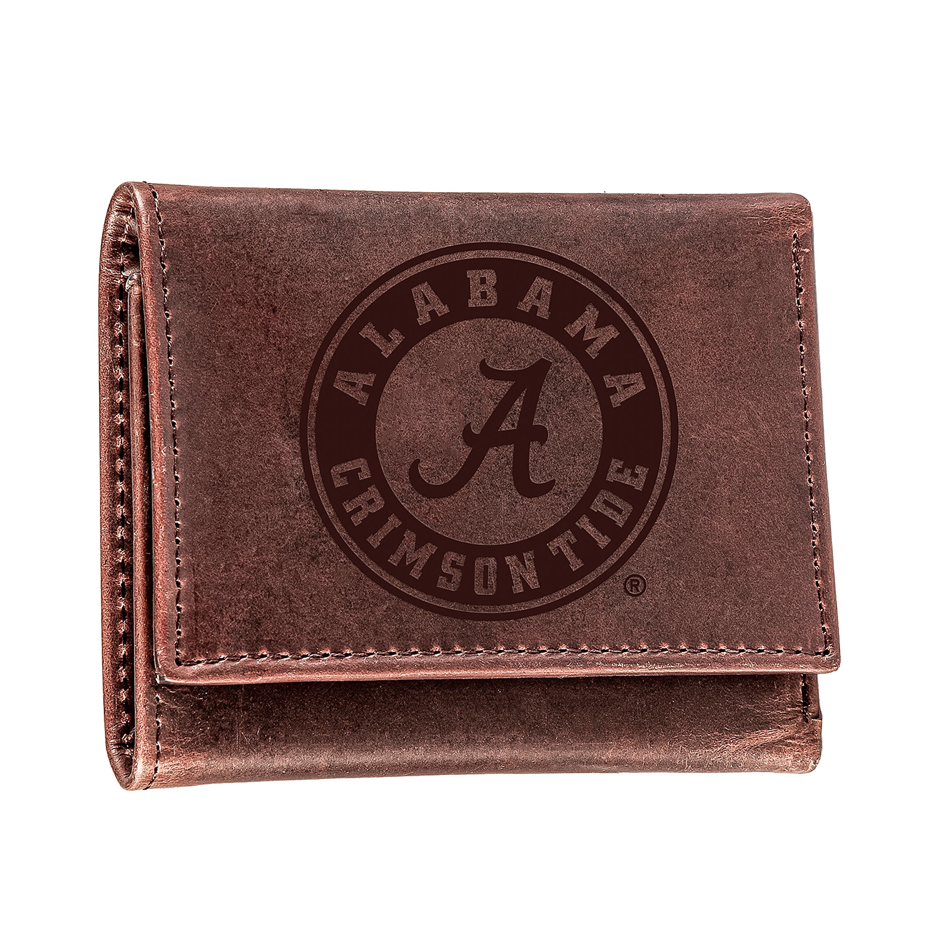 University of Alabama, Tri-Fold Wallet, Brown, CH, 100% Genuine Leather - Sports Collectibles, Sports Memorabilia, Sports Fan Shop, Sports Gifts