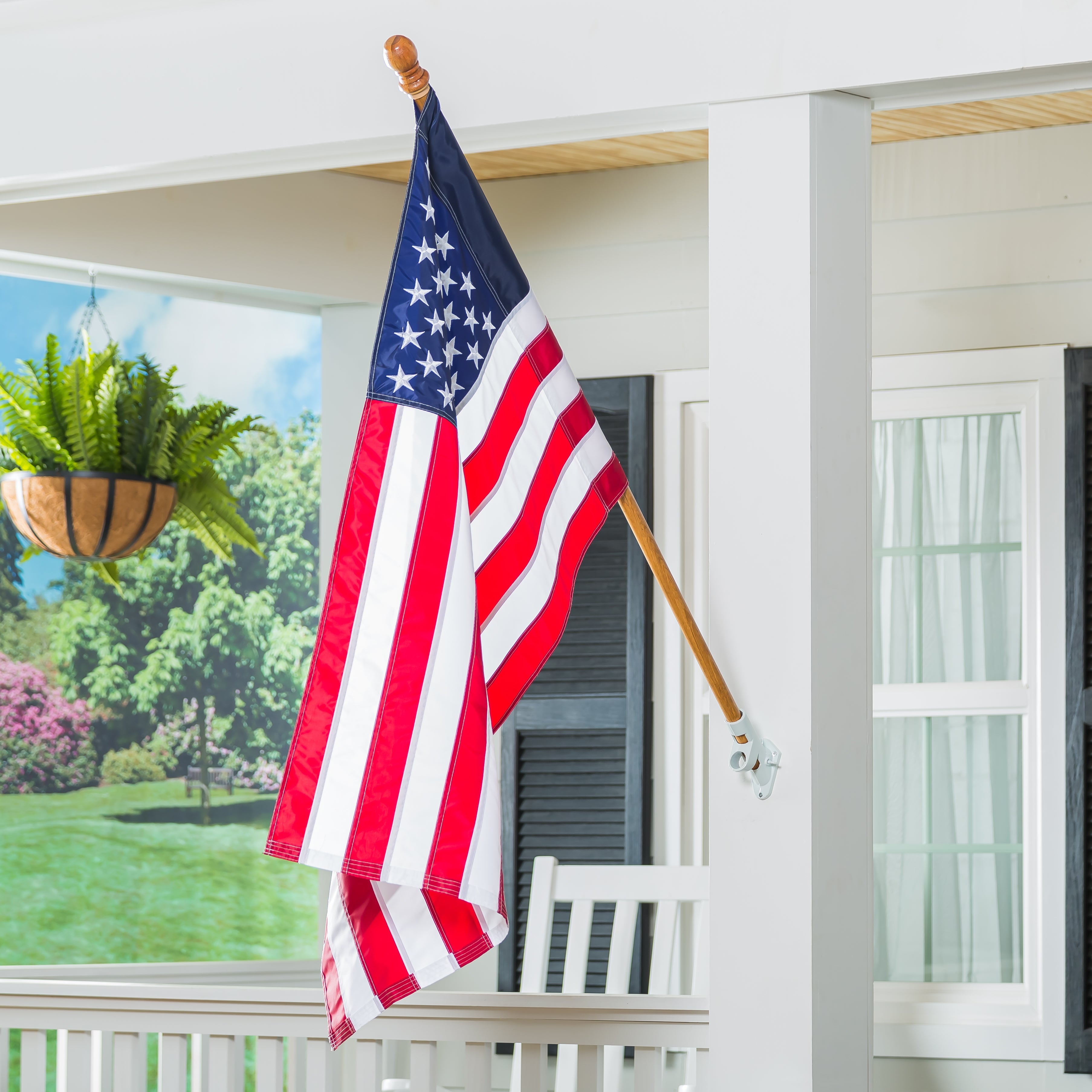 Wood House Flag Pole with Ring - Sports Collectibles, Sports Memorabilia, Sports Fan Shop, Sports Gifts