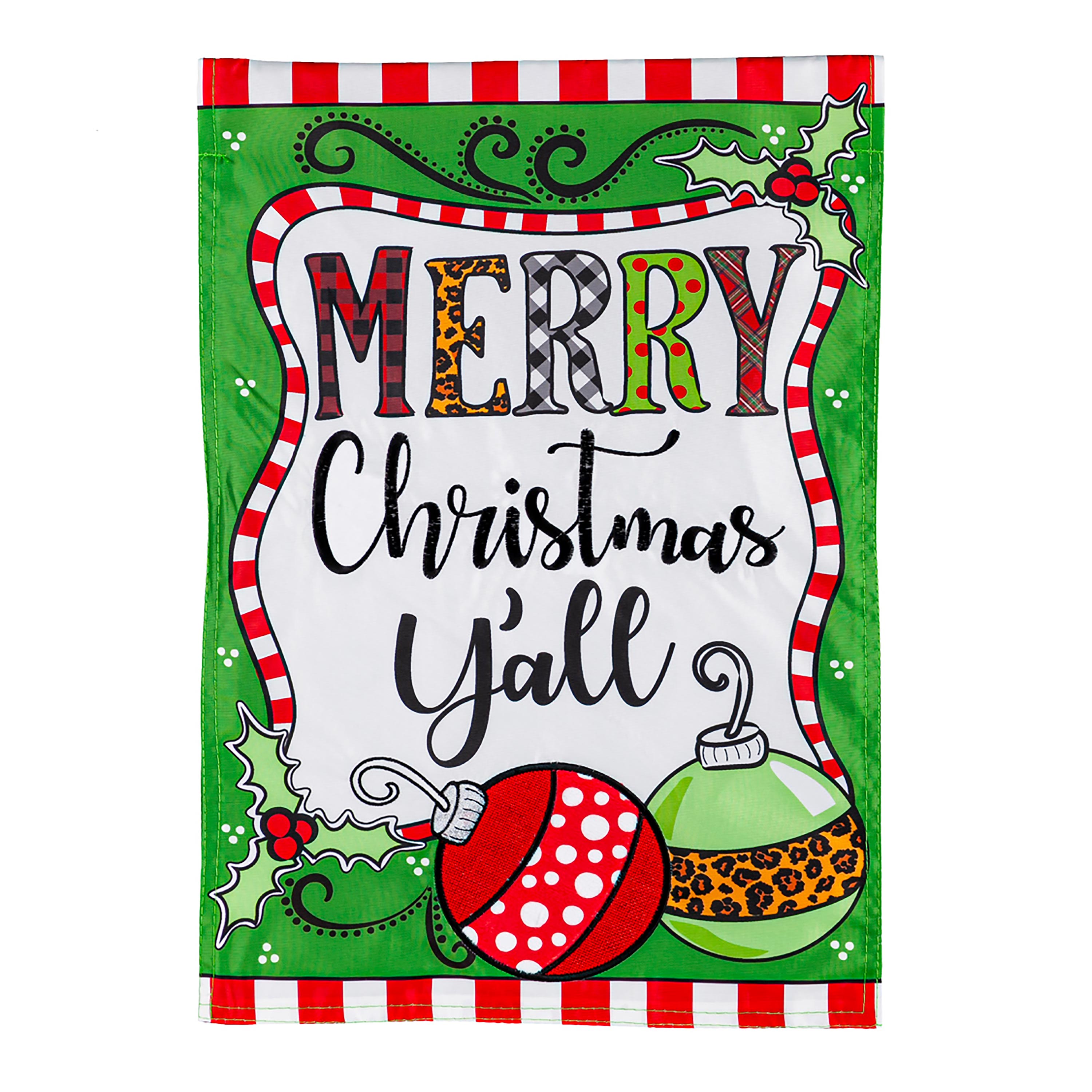 Merry Christmas Y'all Applique Garden Flag - Sports Collectibles, Sports Memorabilia, Sports Fan Shop, Sports Gifts