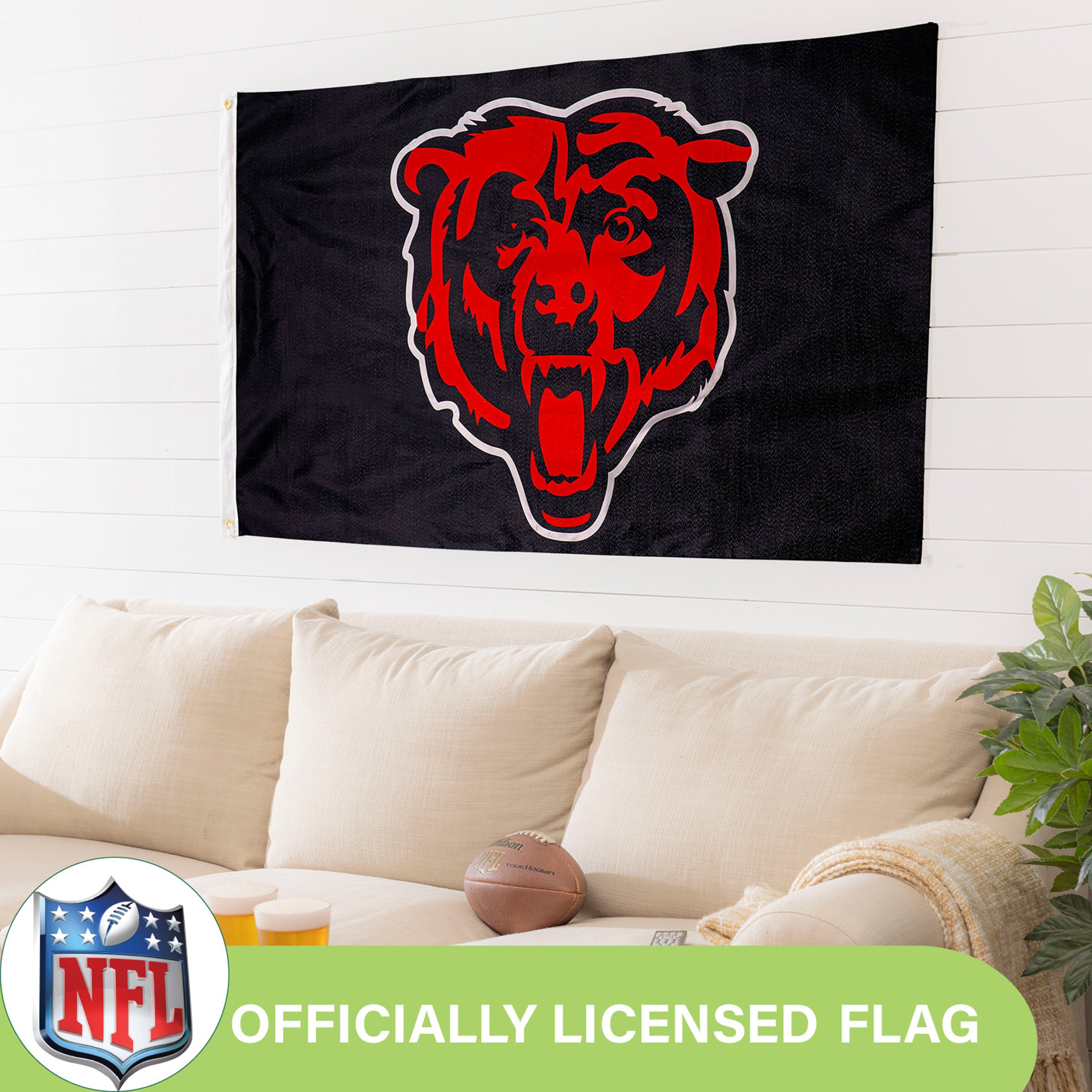 Chicago Bears Single Sided Estate Flag with 2 Grommets, 3'x5' - Sports Gifts, Sports Memorabilia, Sports Collectibles, Fan Shop