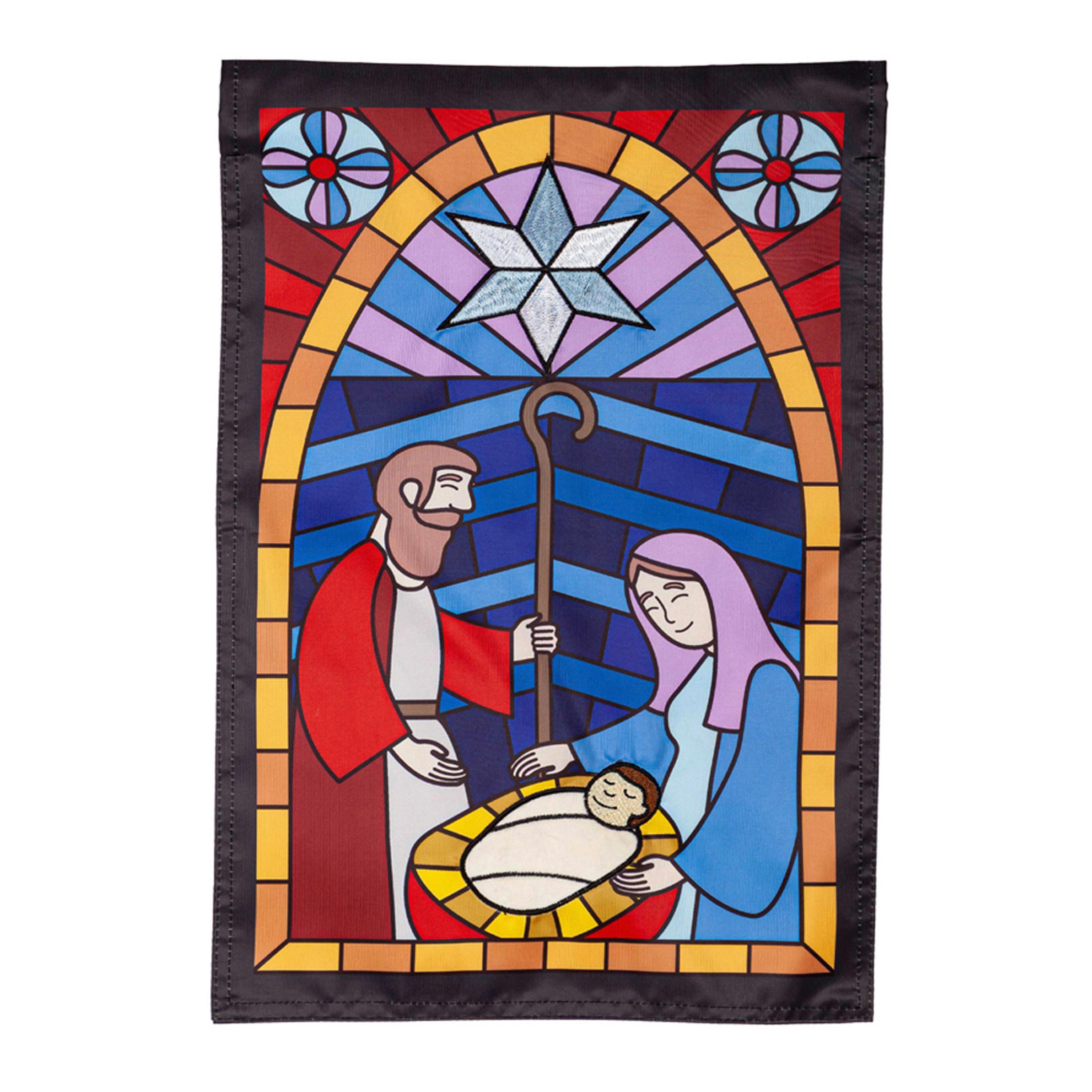 Stained Glass Applique House Flag - Sports Gifts, Sports Memorabilia, Sports Collectibles, Fan Shop