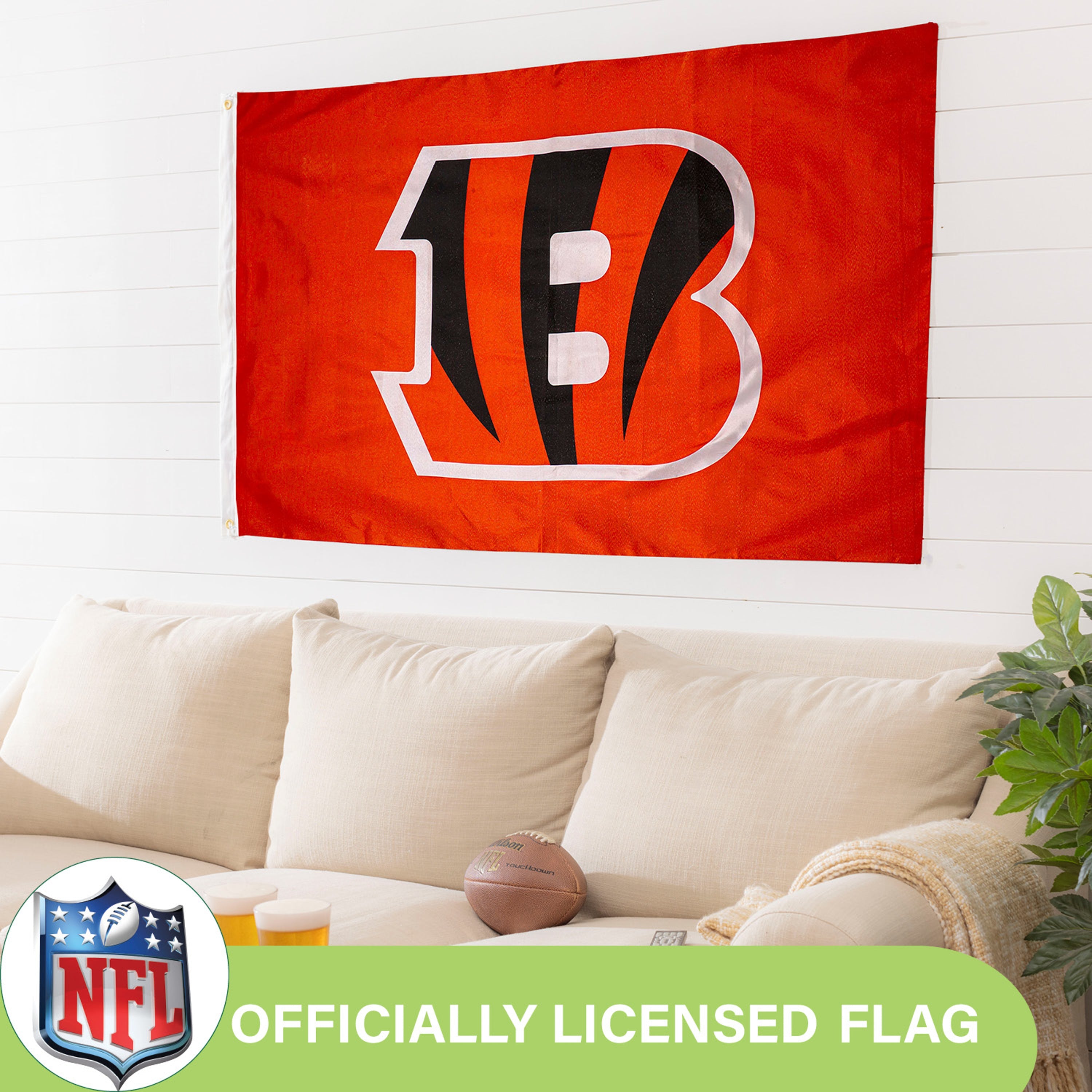 3'x5' Single Sided Flag w/ 2 Grommets, Cincinnati Bengals - Sports Gifts, Sports Memorabilia, Sports Collectibles, Fan Shop