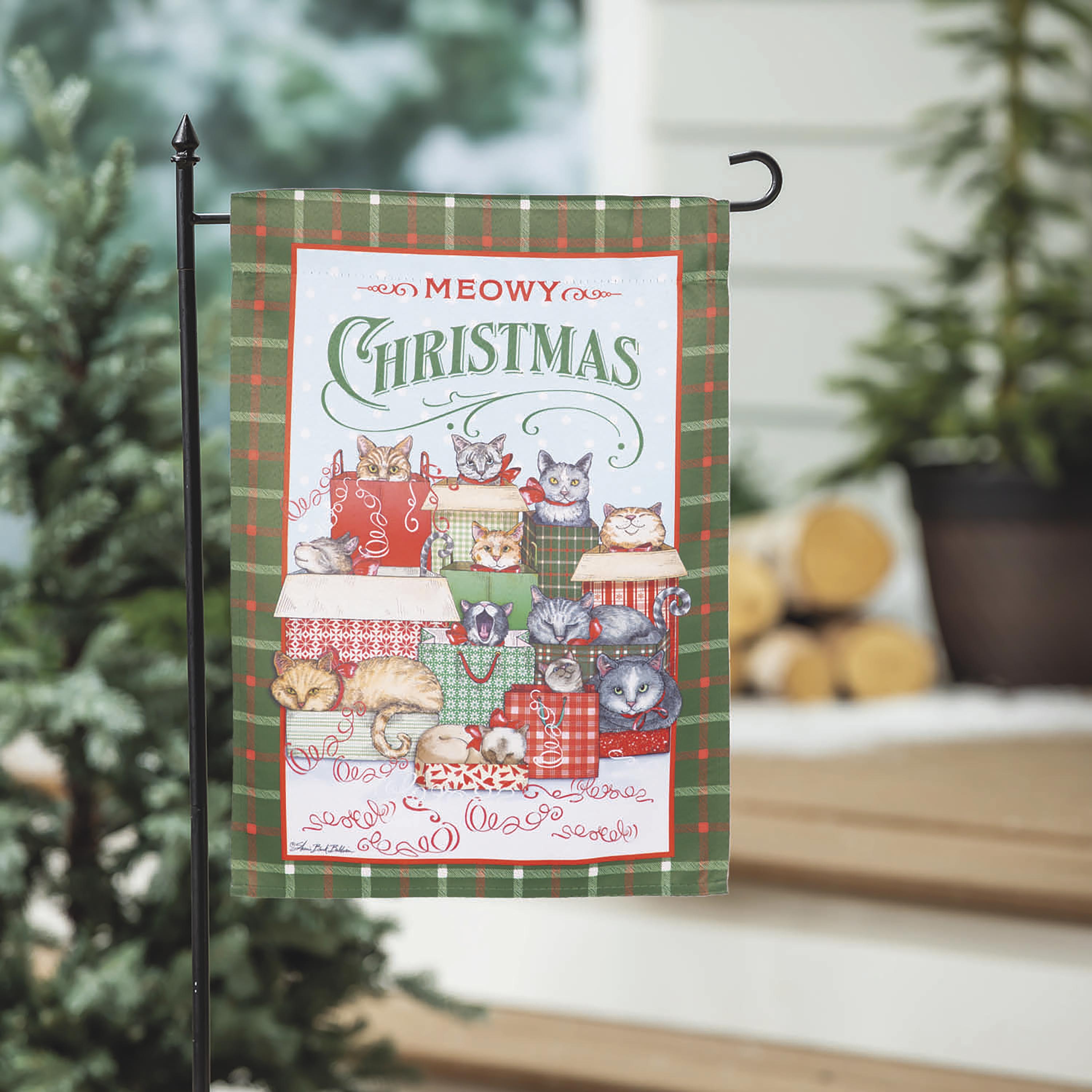 Meowy Christmas Suede Garden Flag - Sports Collectibles, Sports Memorabilia, Sports Fan Shop, Sports Gifts