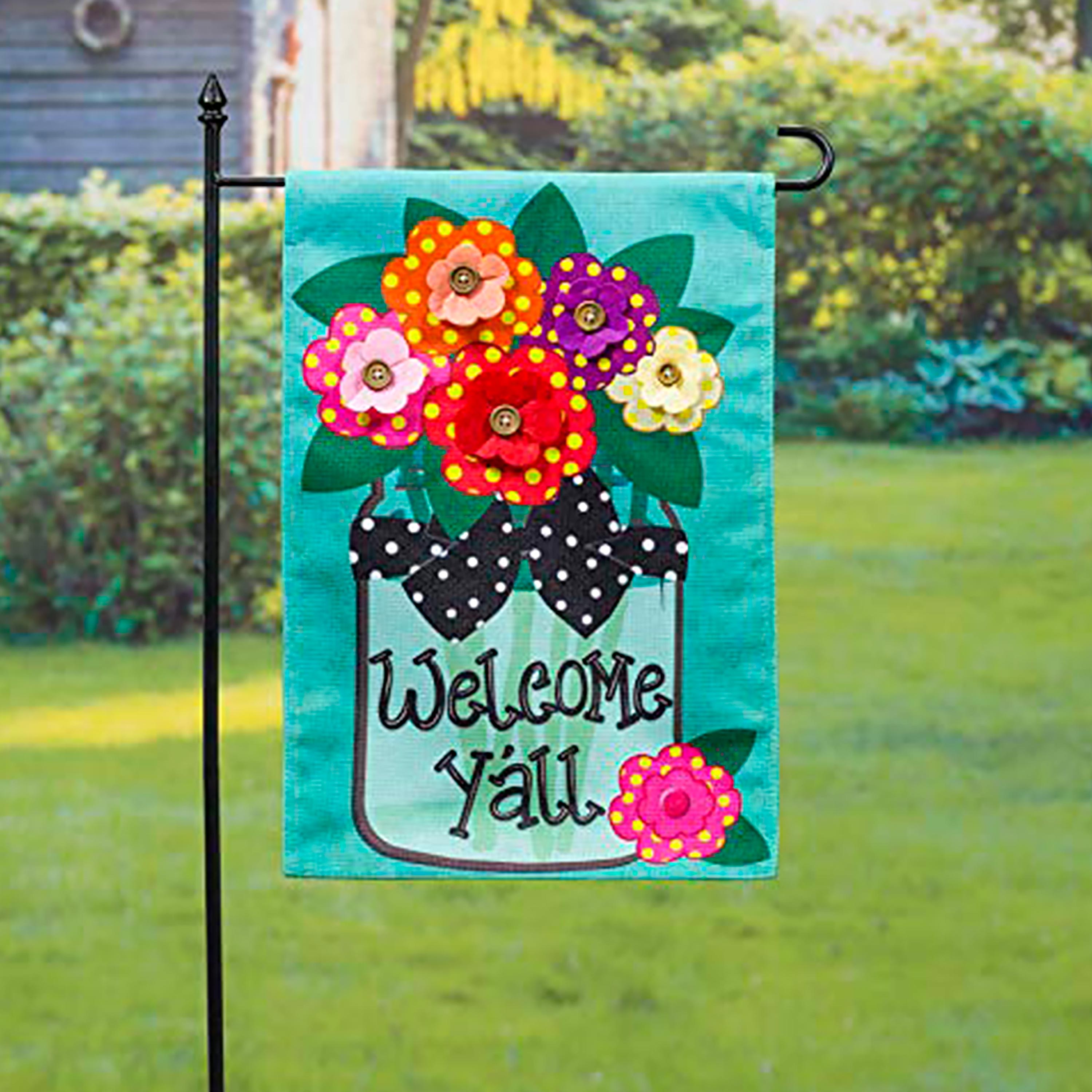 Welcome Y'all Burlap Garden Flag and Sassafras Mat Set (14B4181ECM+22001T+431272+43BM003) - Sports Gifts, Sports Memorabilia, Sports Collectibles, Fan Shop