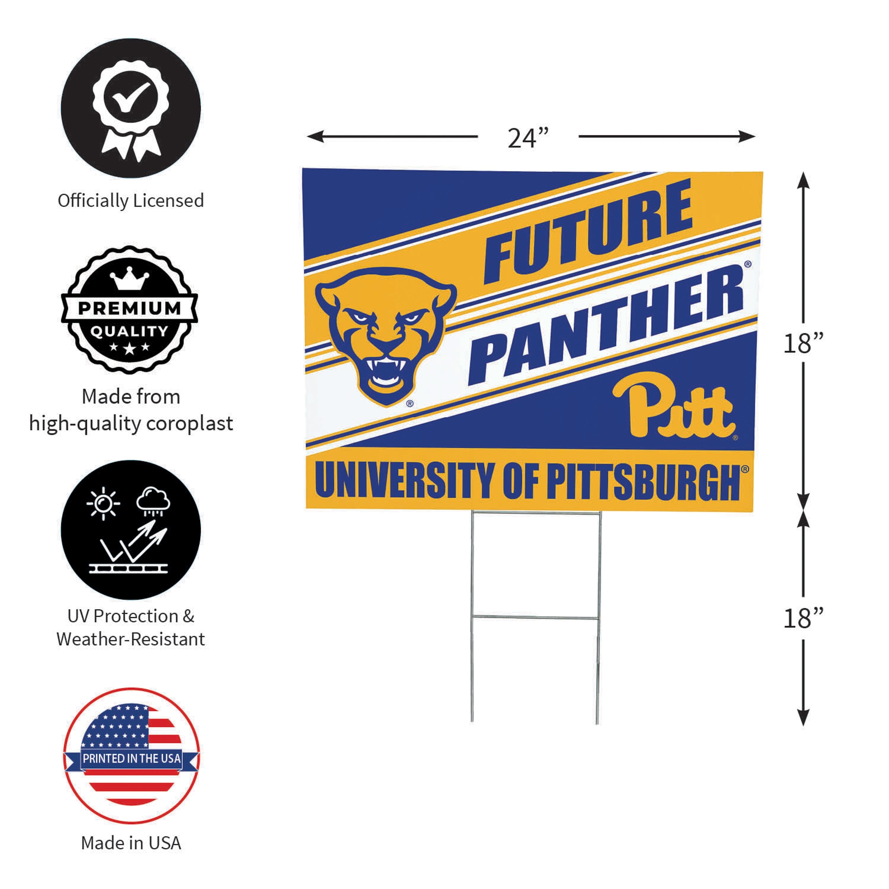 University of Pittsburgh Coroplast Yard Sign, Future Student - Sports Collectibles, Sports Memorabilia, Sports Fan Shop, Sports Gifts