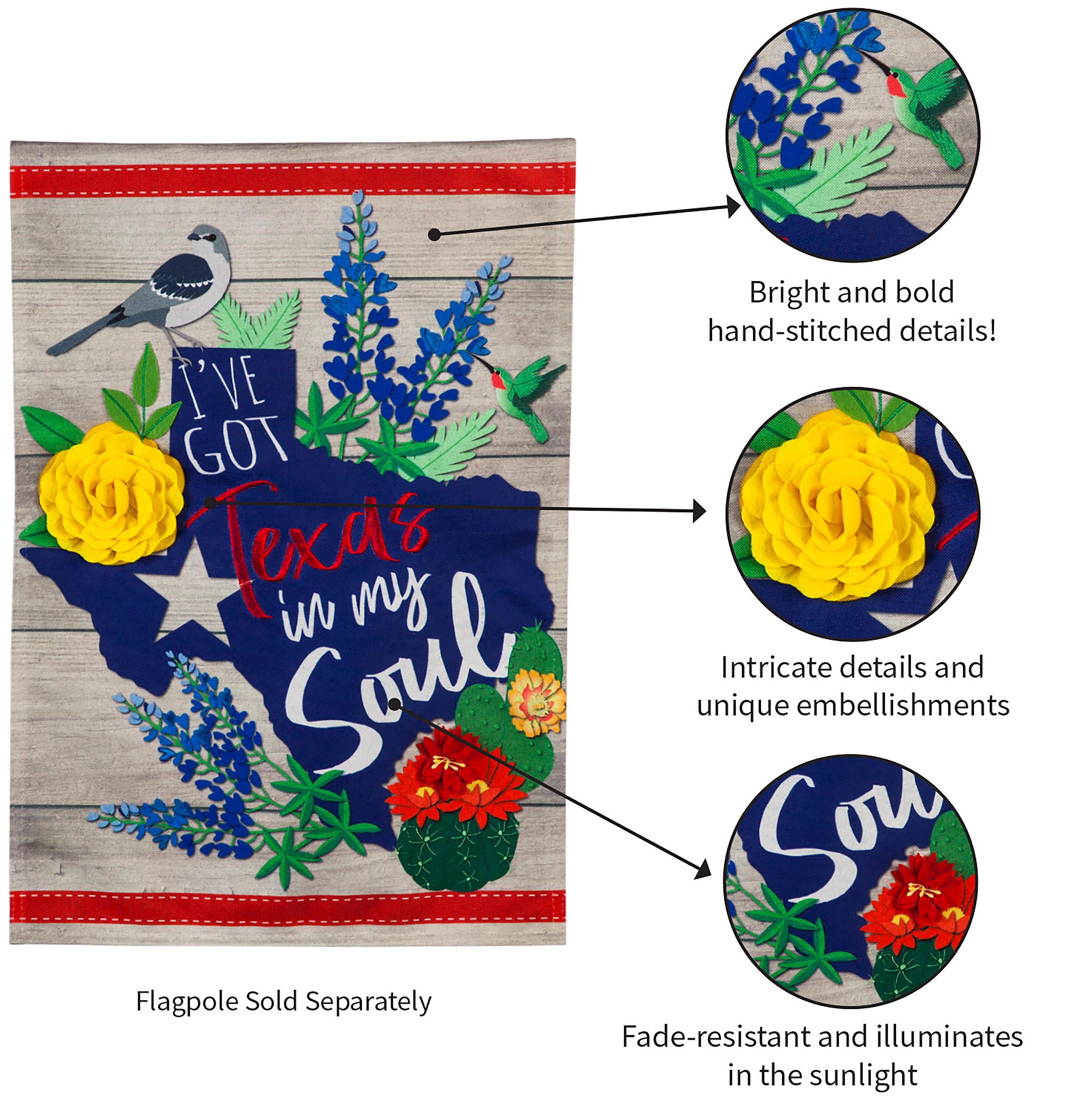 Texas In My Soul Garden Linen Flag - Sports Collectibles, Sports Memorabilia, Sports Fan Shop, Sports Gifts