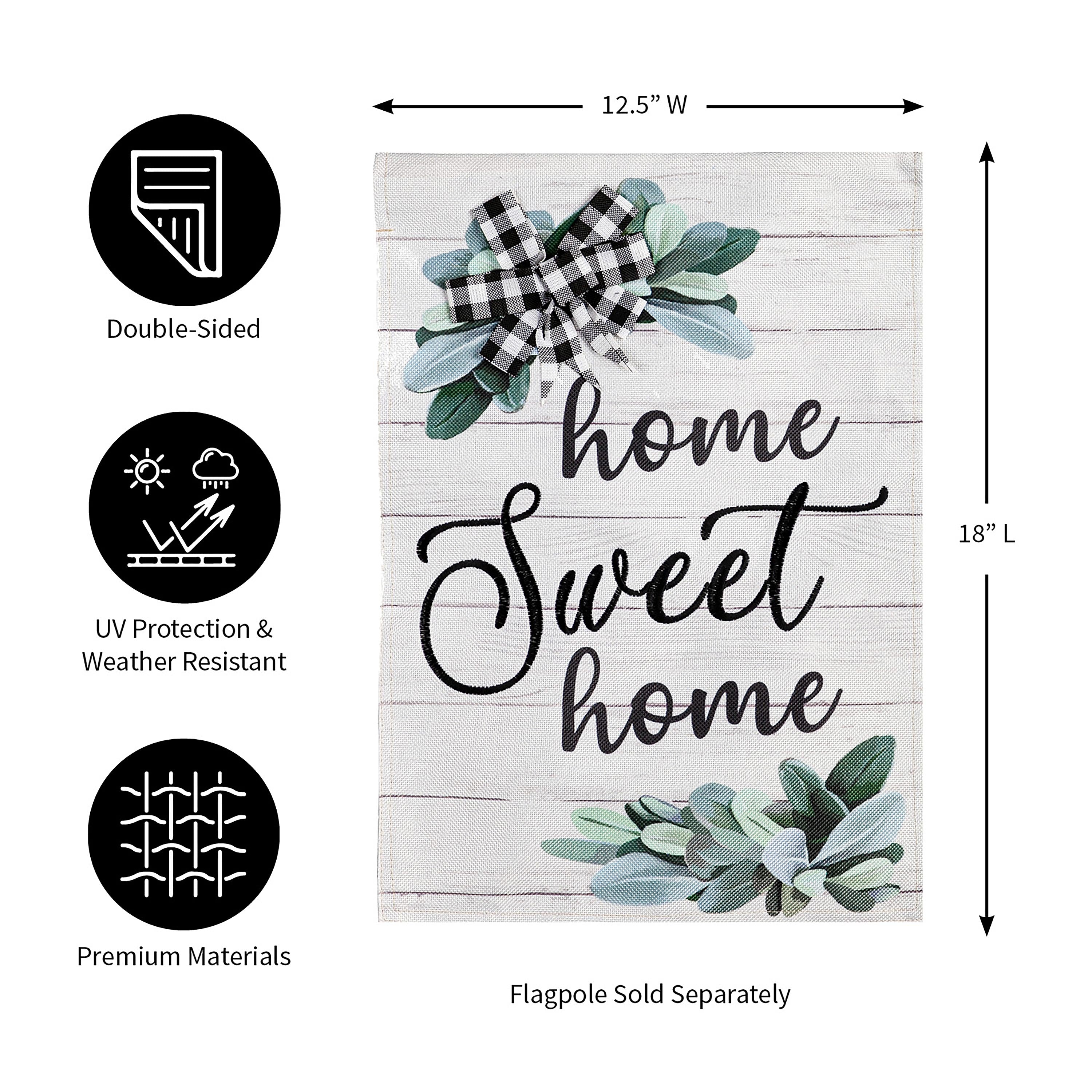 Home Sweet Home Eucalyptus Garden Burlap Flag - Sports Collectibles, Sports Memorabilia, Sports Fan Shop, Sports Gifts