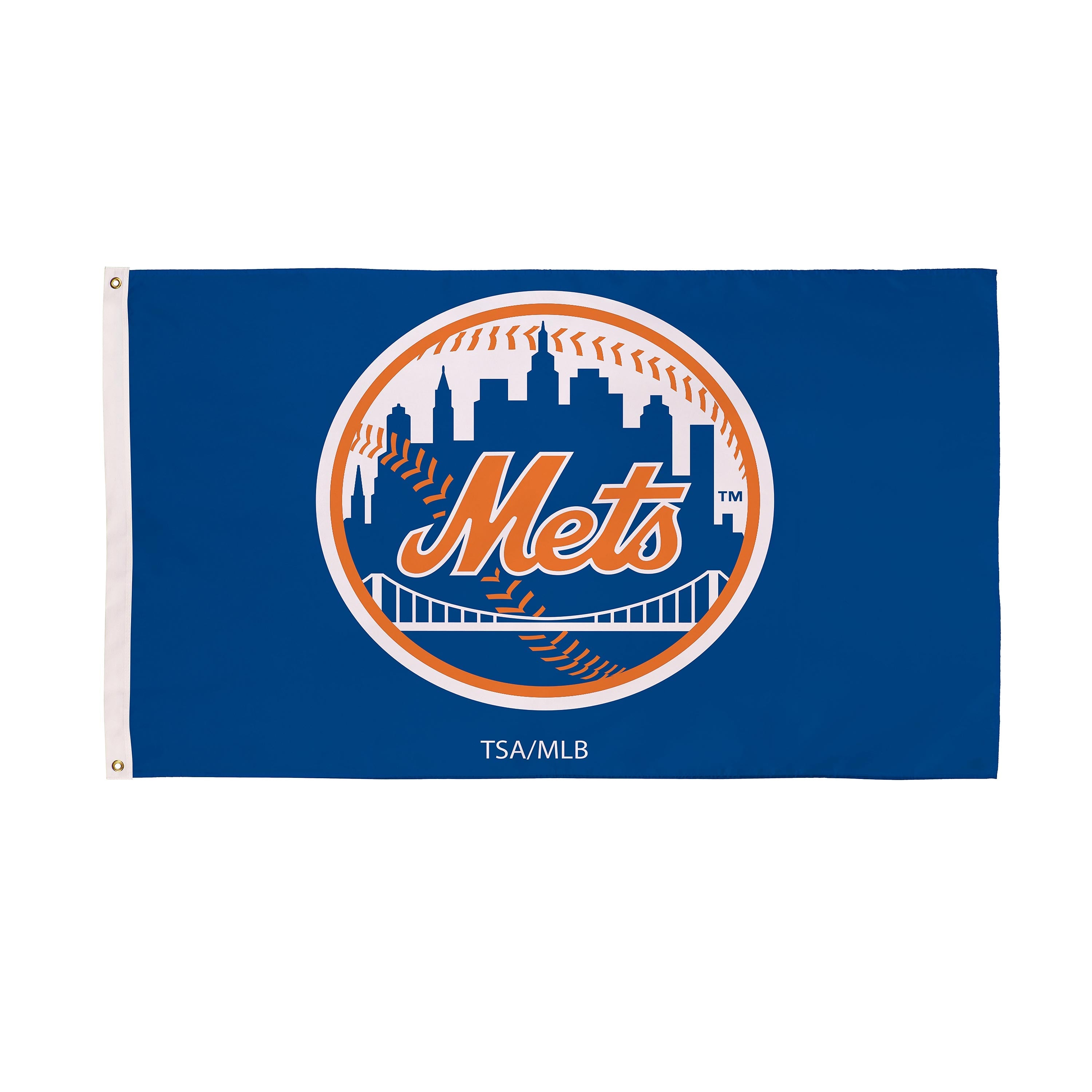 New York Mets Single Sided Flag w/ 2 Grommets, 3'x5' - Sports Collectibles, Sports Memorabilia, Sports Fan Shop, Sports Gifts