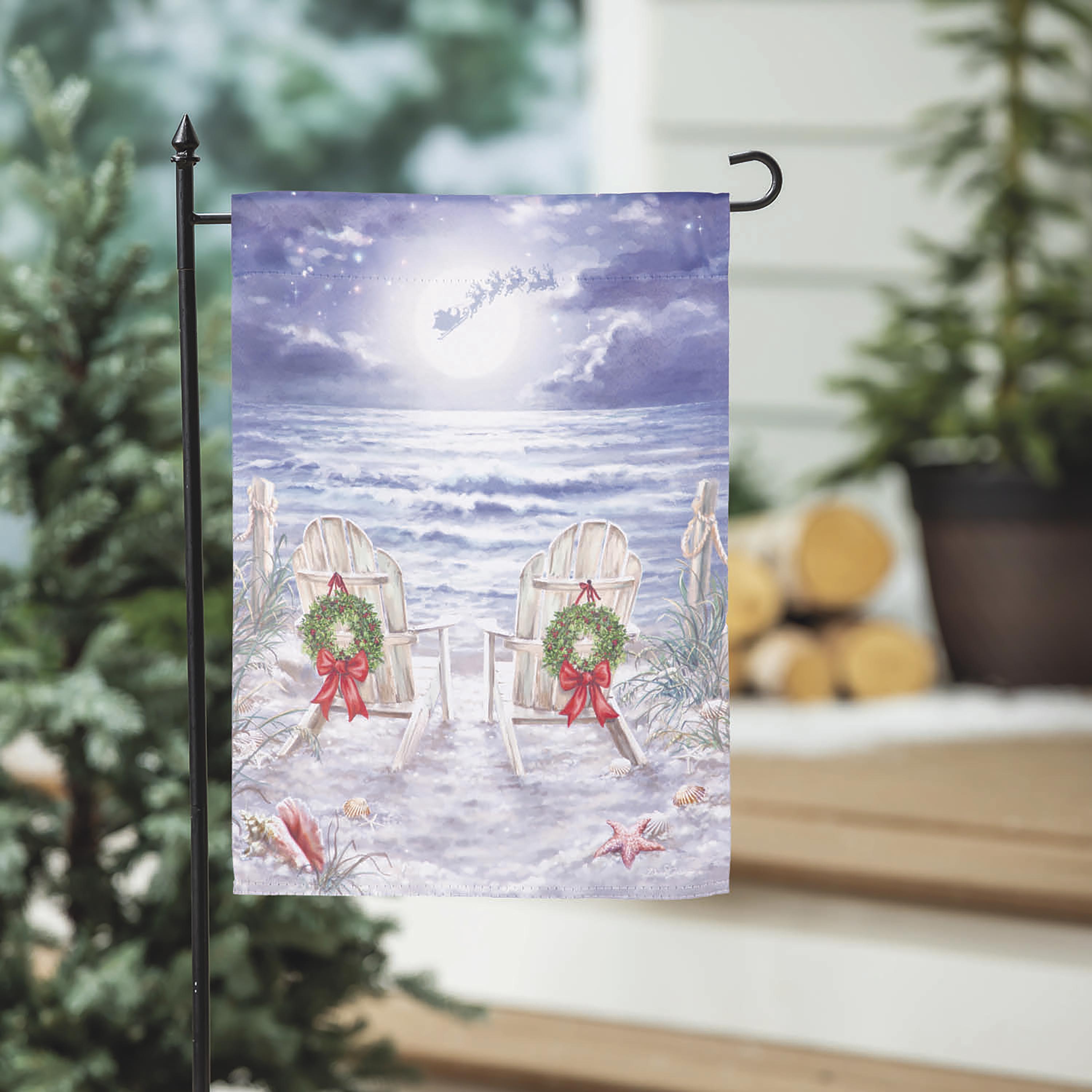 Christmas on the Beach Suede Garden Flag - Sports Collectibles, Sports Memorabilia, Sports Fan Shop, Sports Gifts