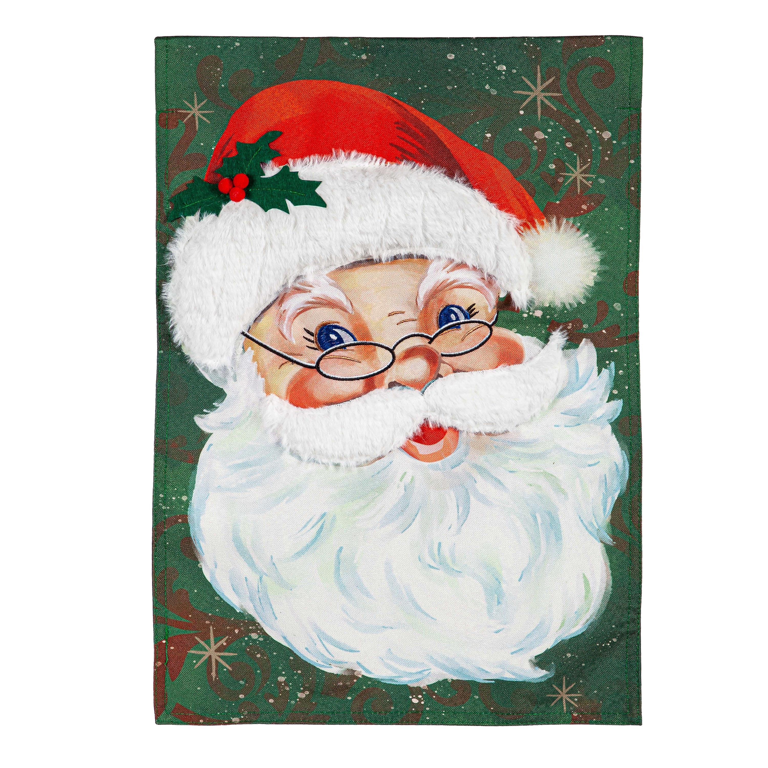 Merry Santa Linen Garden Flag - Sports Collectibles, Sports Memorabilia, Sports Fan Shop, Sports Gifts