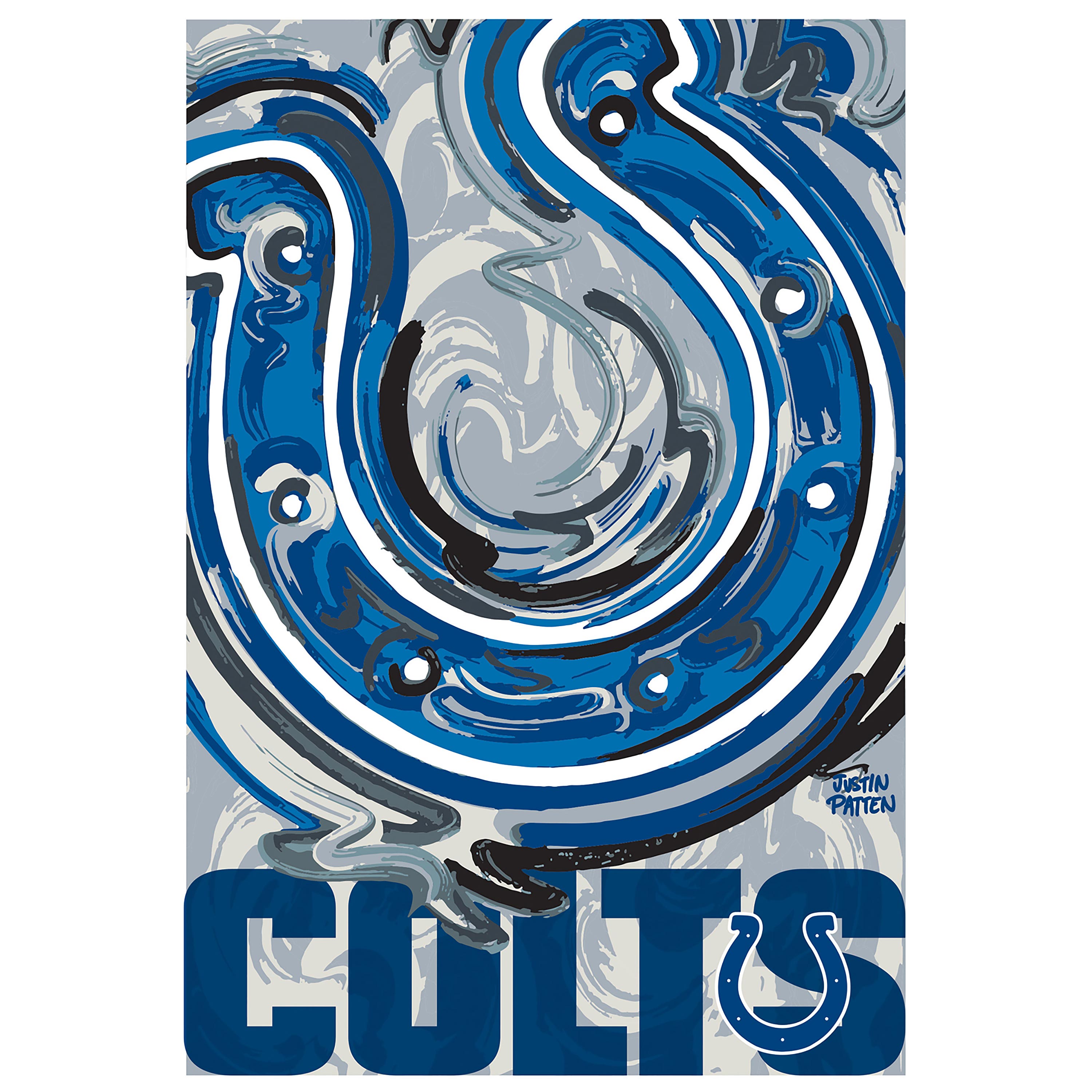 Indianapolis Colts Justin Patten Logo Suede Garden Flag - Sports Collectibles, Sports Memorabilia, Sports Fan Shop, Sports Gifts