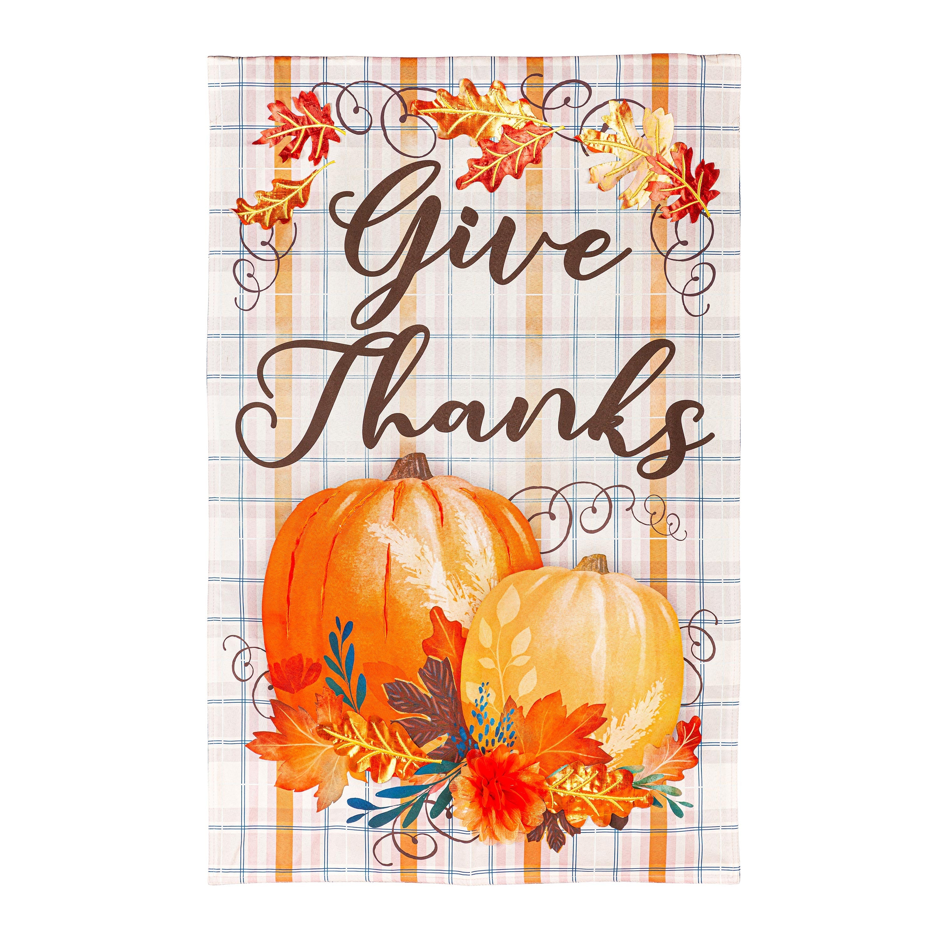 Plaid Pumpkin Greetings House Linen Flag - Sports Collectibles, Sports Memorabilia, Sports Fan Shop, Sports Gifts