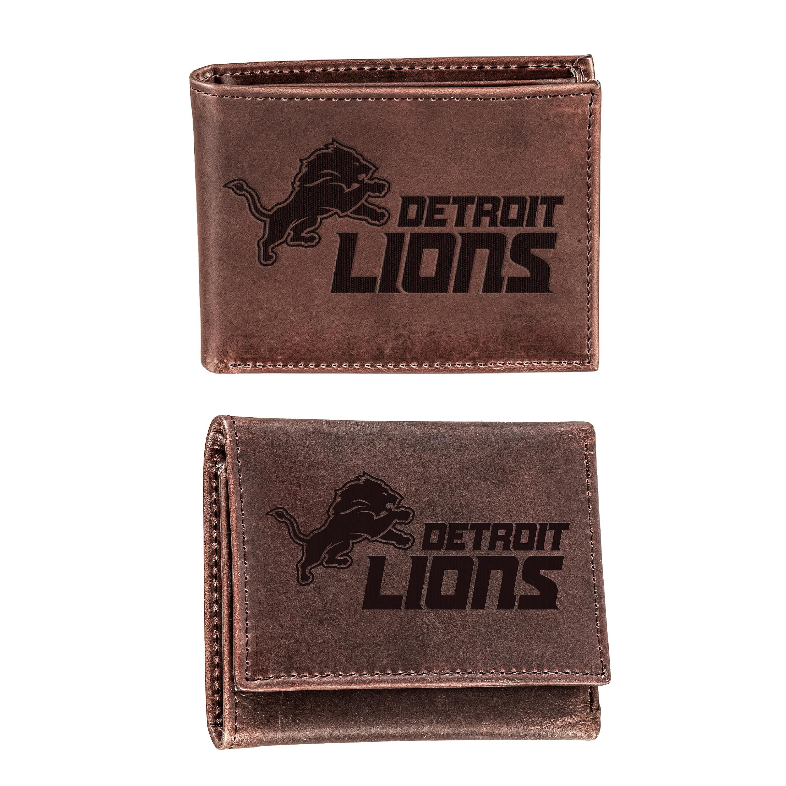 Detroit Lions, Bi-Fold and Tri-Fold Wallet Gift Set, Brown - Sports Gifts, Sports Memorabilia, Sports Collectibles, Fan Shop