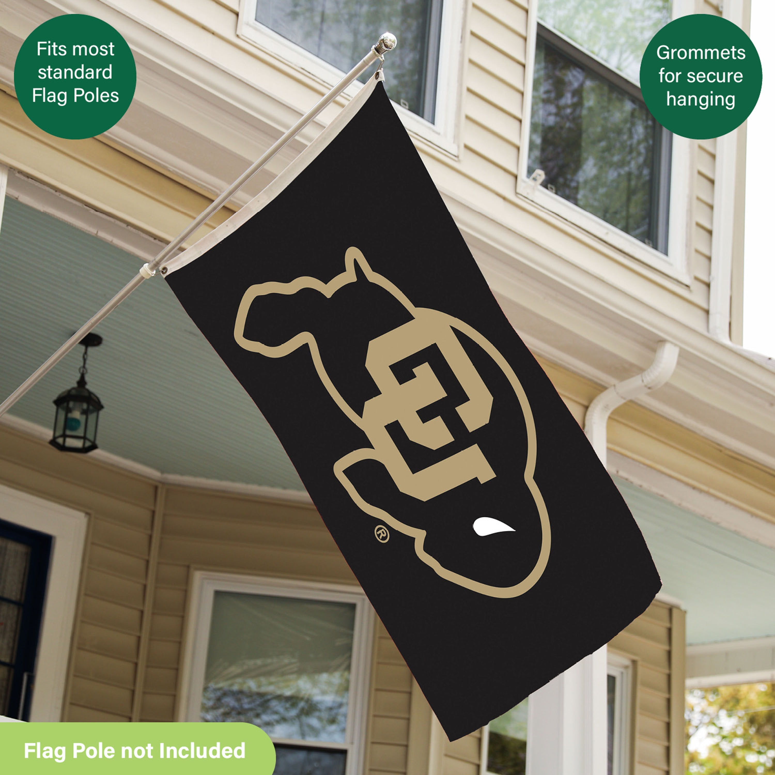 University of Colorado Single Sided Flag w/ 2 Grommets, 3'x5' - Sports Gifts, Sports Memorabilia, Sports Collectibles, Fan Shop