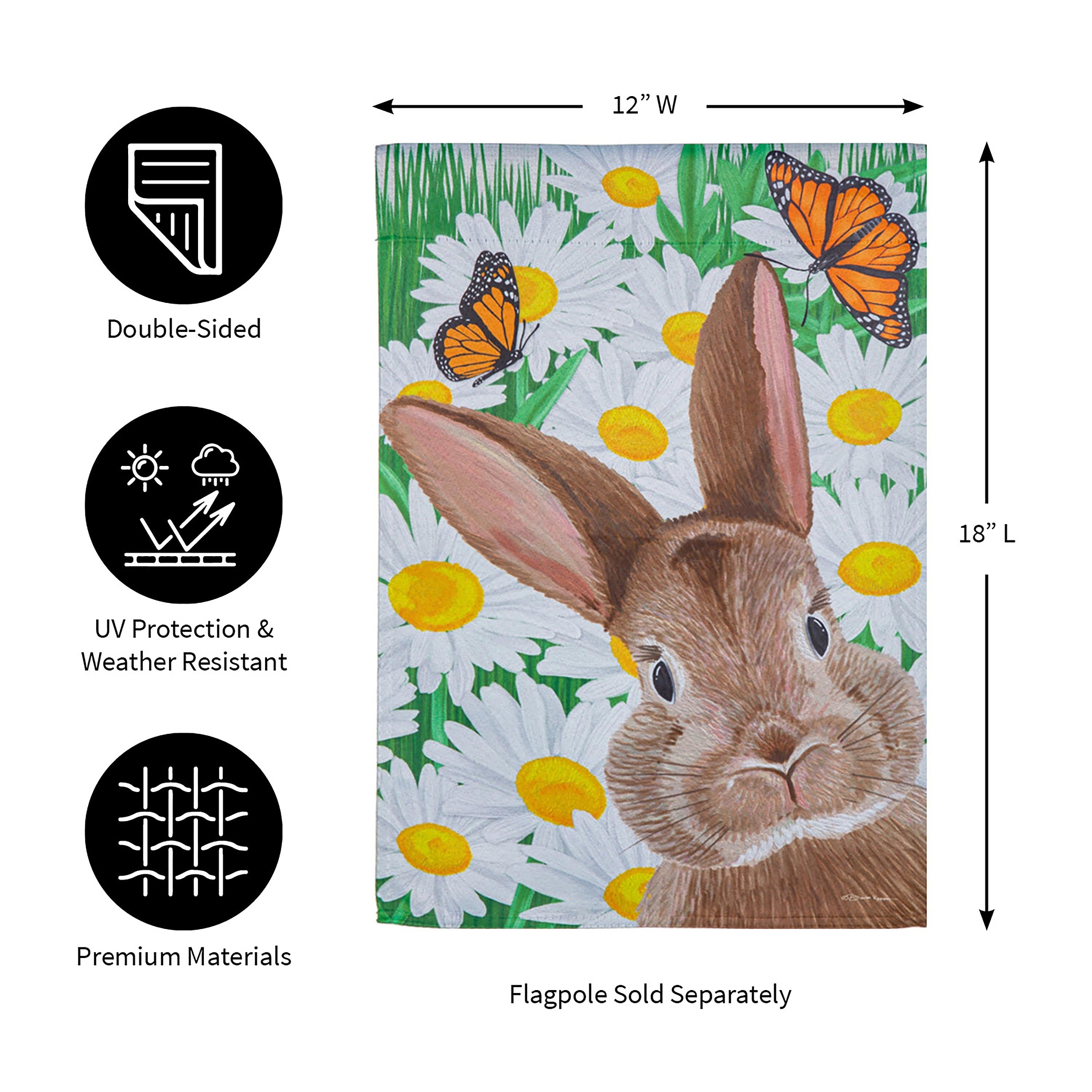 Hello Bunny Suede Garden Flag - Sports Collectibles, Sports Memorabilia, Sports Fan Shop, Sports Gifts