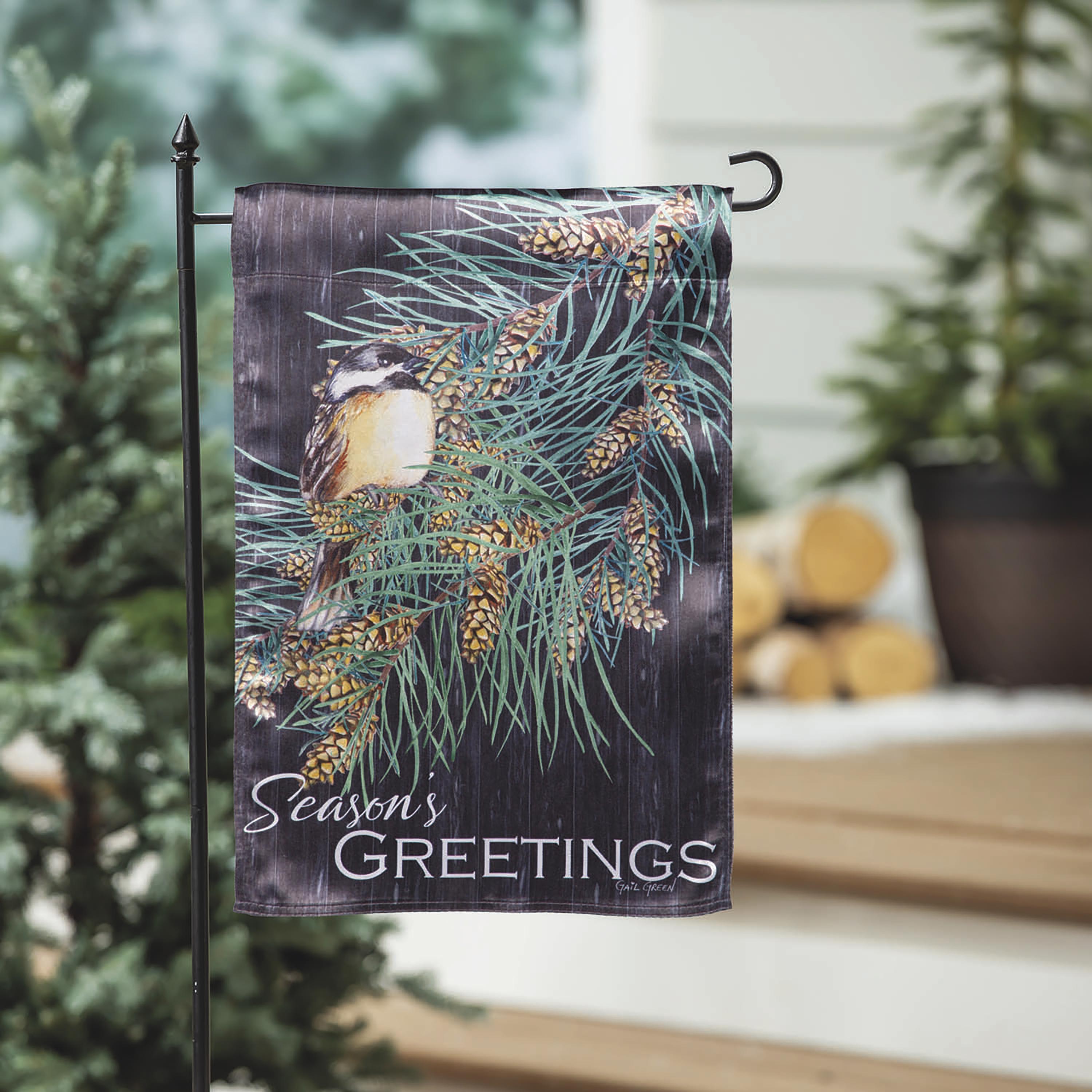 Season's Greeting Bird Lustre Garden Flag - Sports Collectibles, Sports Memorabilia, Sports Fan Shop, Sports Gifts
