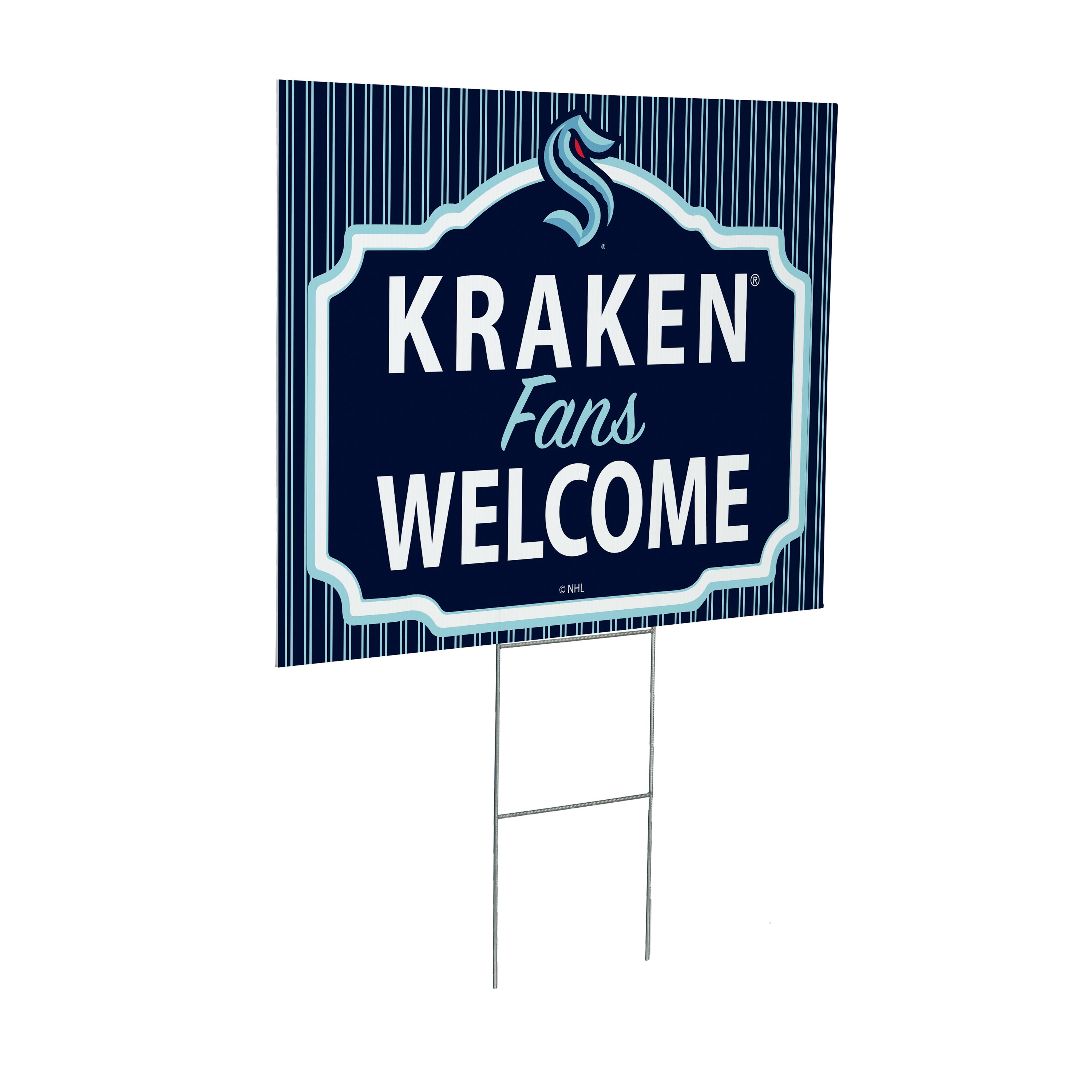 Seattle Kraken Coroplast Yard Sign, "Fans Welcome" - Sports Collectibles, Sports Memorabilia, Sports Fan Shop, Sports Gifts