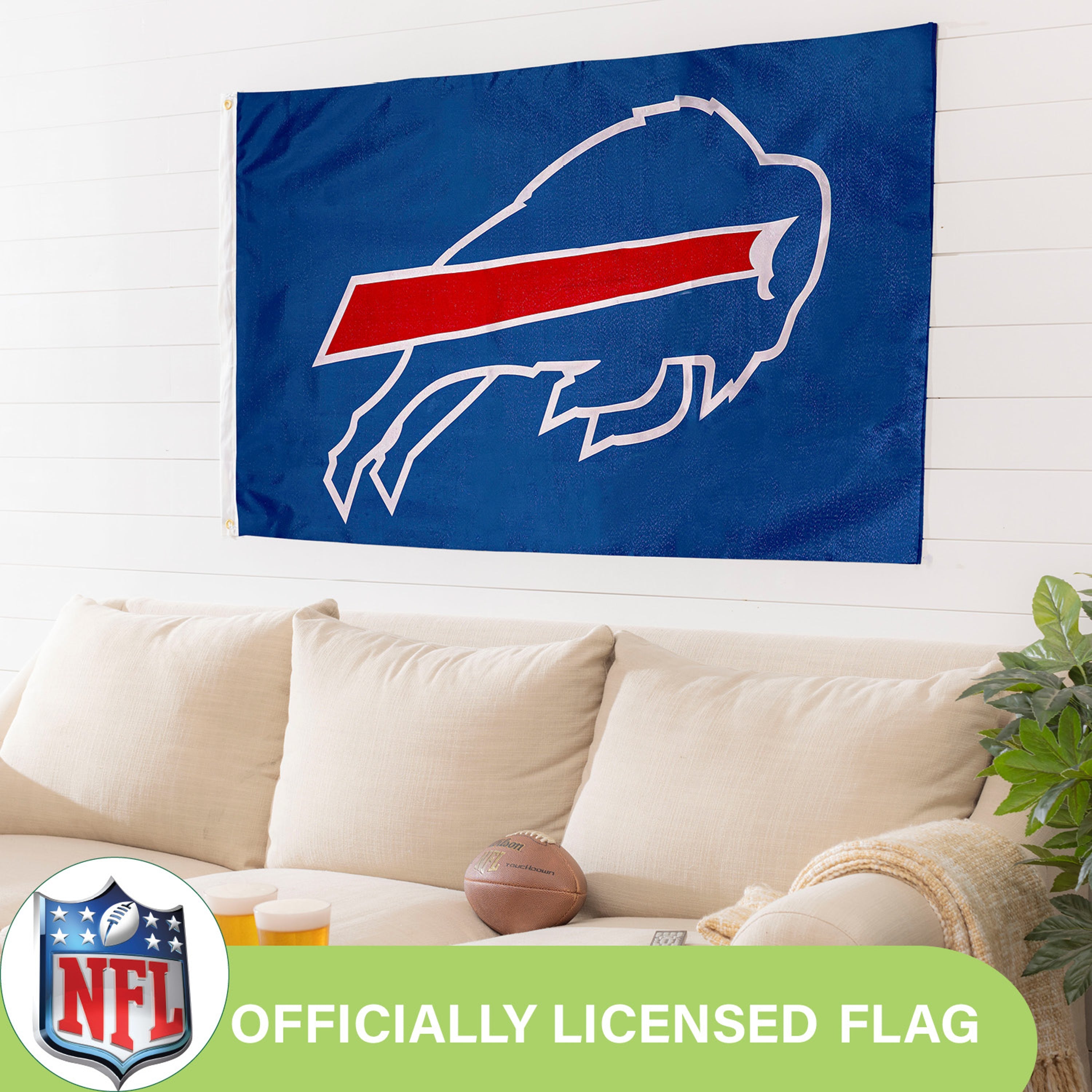 Buffalo Bills Single Sided Estate Flag with 2 Grommets, 3'x5' - Sports Gifts, Sports Memorabilia, Sports Collectibles, Fan Shop