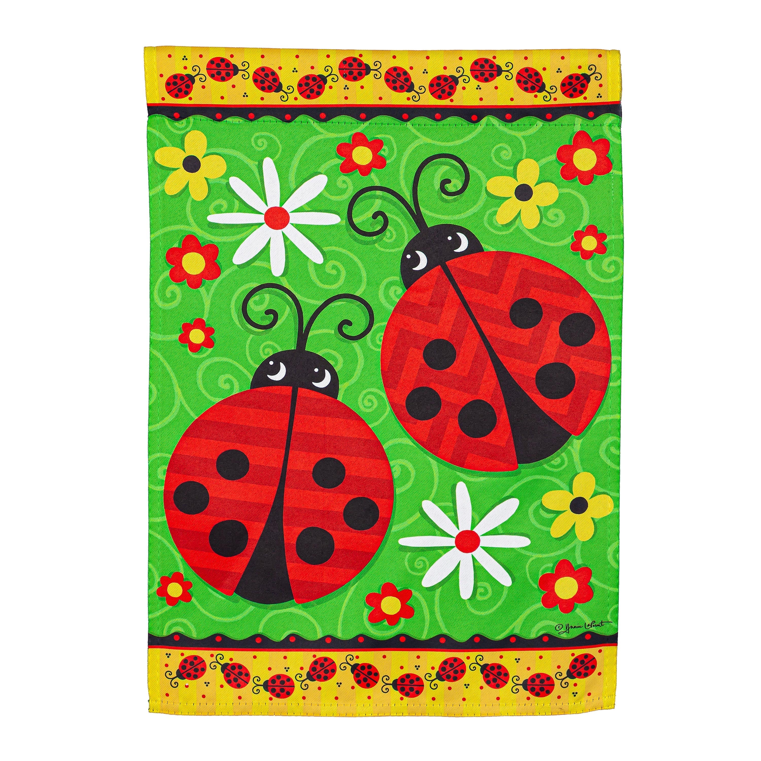 Ladybug Pair Garden Suede Flag - Sports Collectibles, Sports Memorabilia, Sports Fan Shop, Sports Gifts