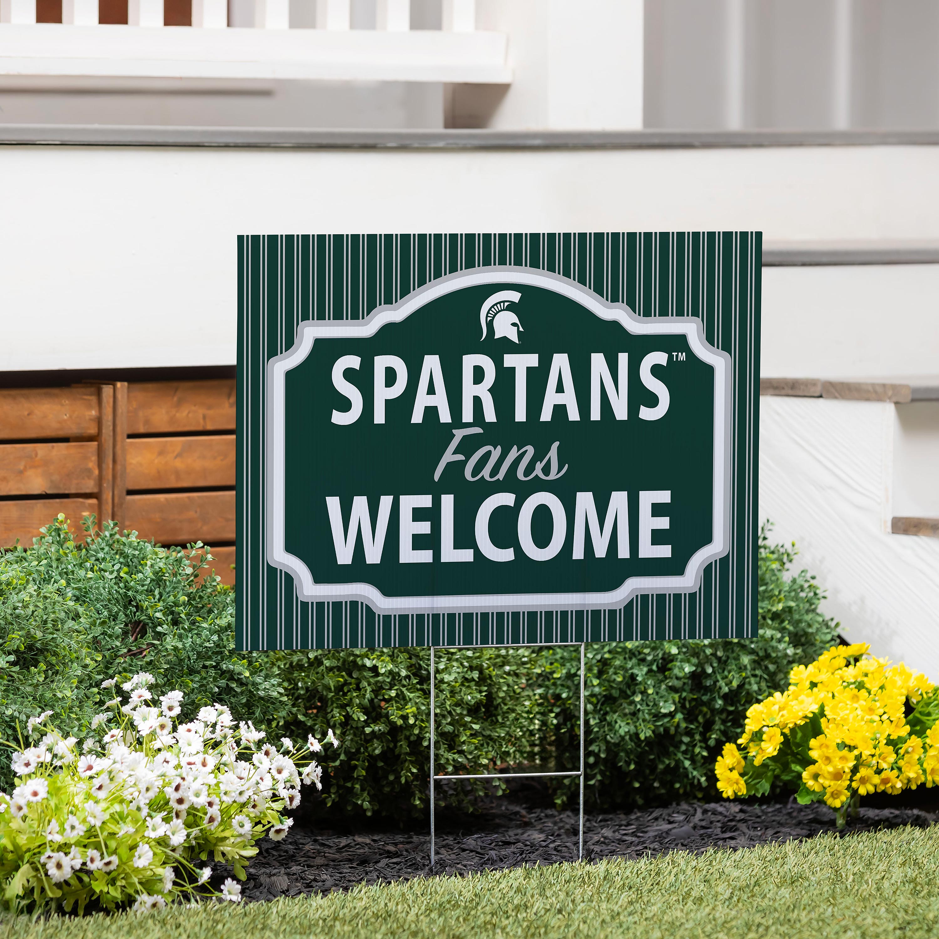 Michigan State University Coroplast Yard Sign, "Fans Welcome" - Sports Collectibles, Sports Memorabilia, Sports Fan Shop, Sports Gifts