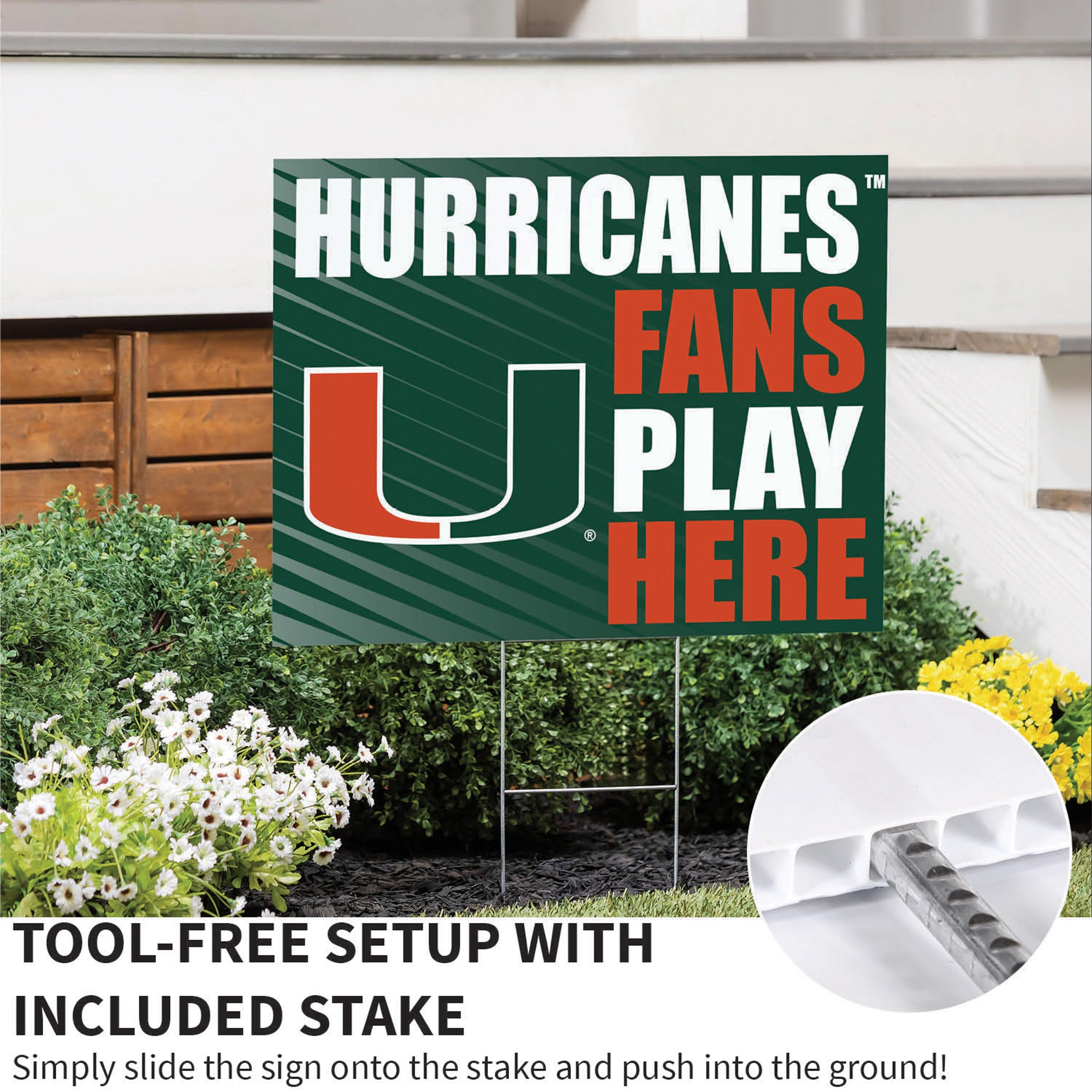 University of Miami Coroplast Yard Sign "Fans Play Here" - Sports Collectibles, Sports Memorabilia, Sports Fan Shop, Sports Gifts