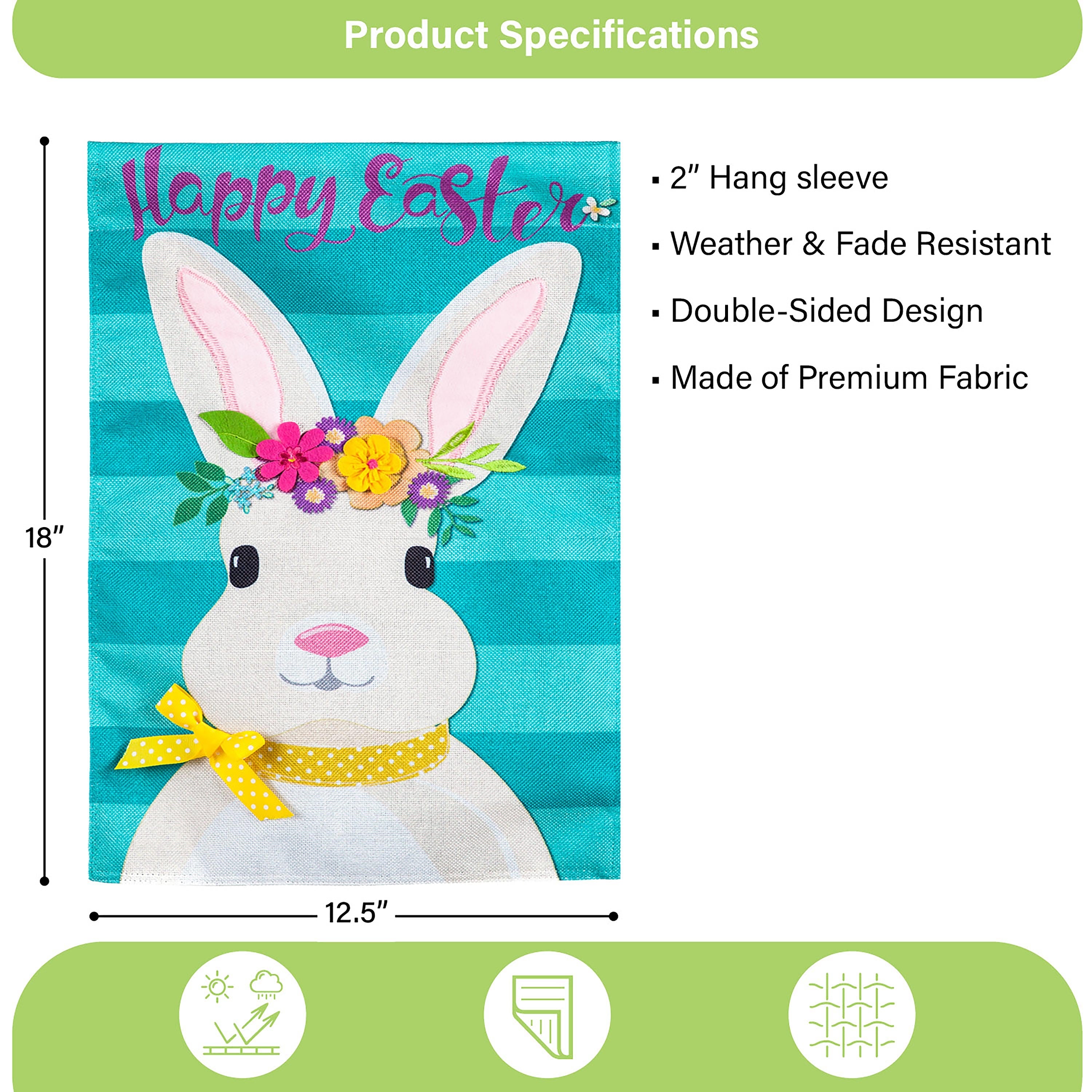 Easter Bunny Garden Burlap Flag - Sports Collectibles, Sports Memorabilia, Sports Fan Shop, Sports Gifts