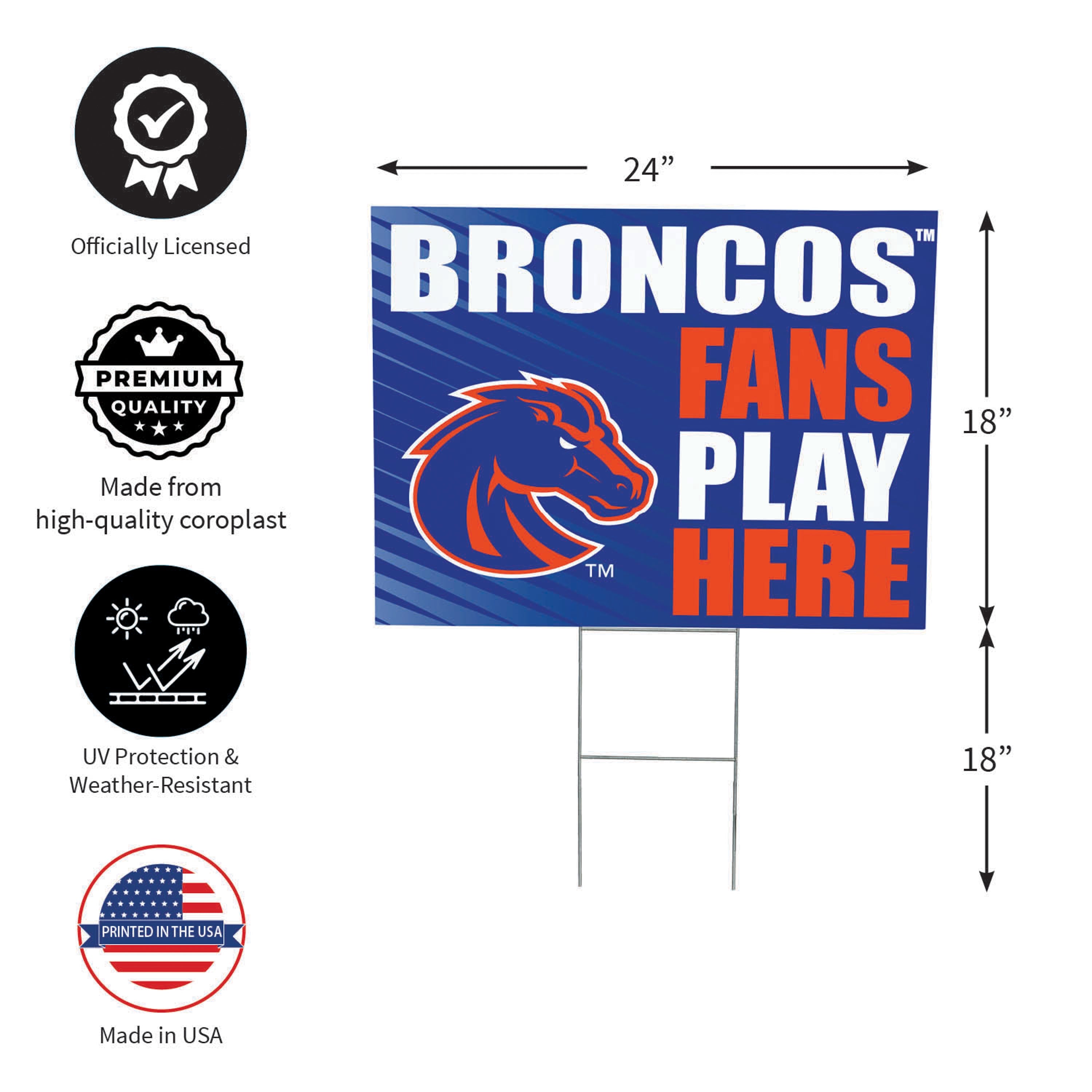 Boise State University Coroplast Yard Sign "Fans Play Here" - Sports Collectibles, Sports Memorabilia, Sports Fan Shop, Sports Gifts