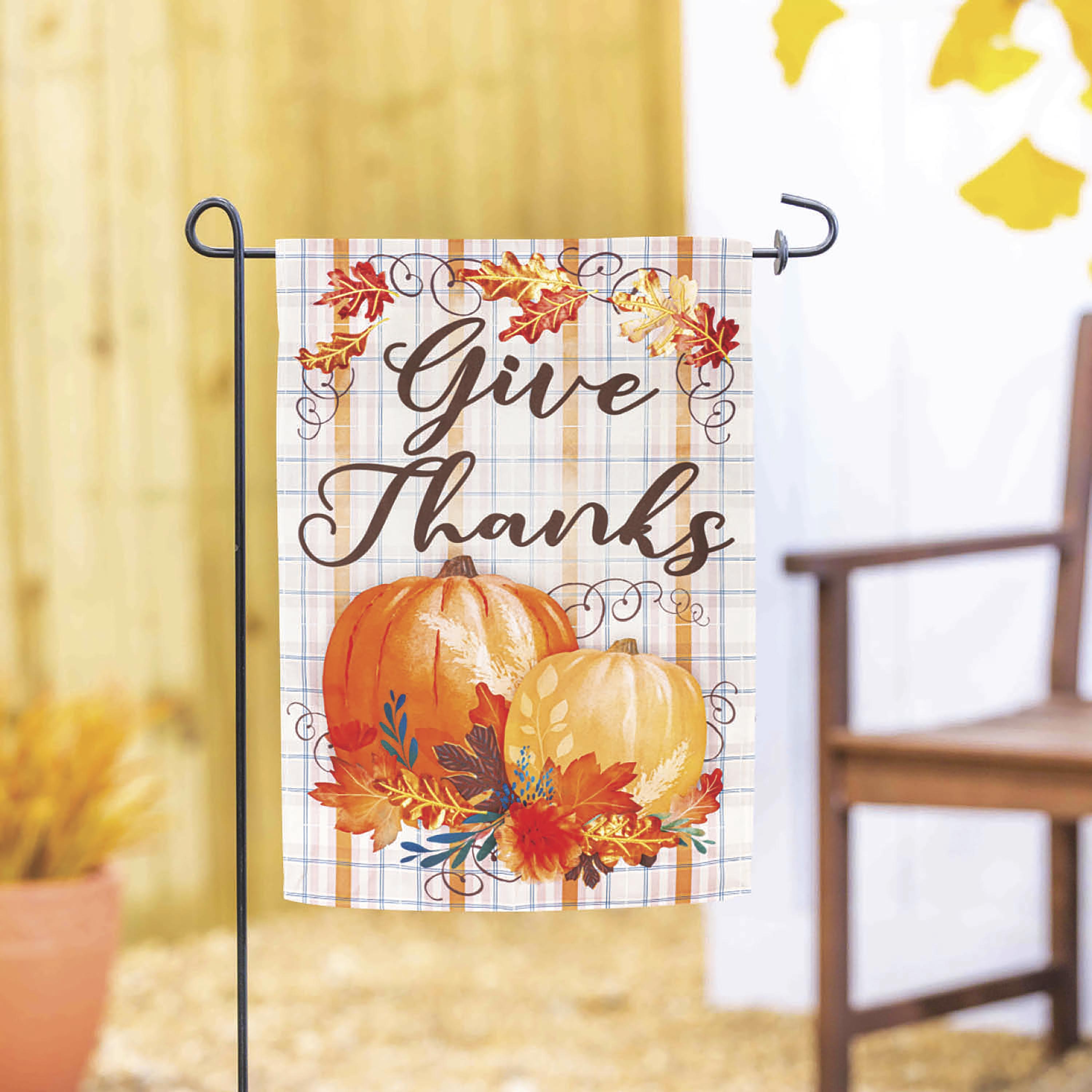 Plaid Pumpkin Greetings Garden Linen Flag - Sports Collectibles, Sports Memorabilia, Sports Fan Shop, Sports Gifts