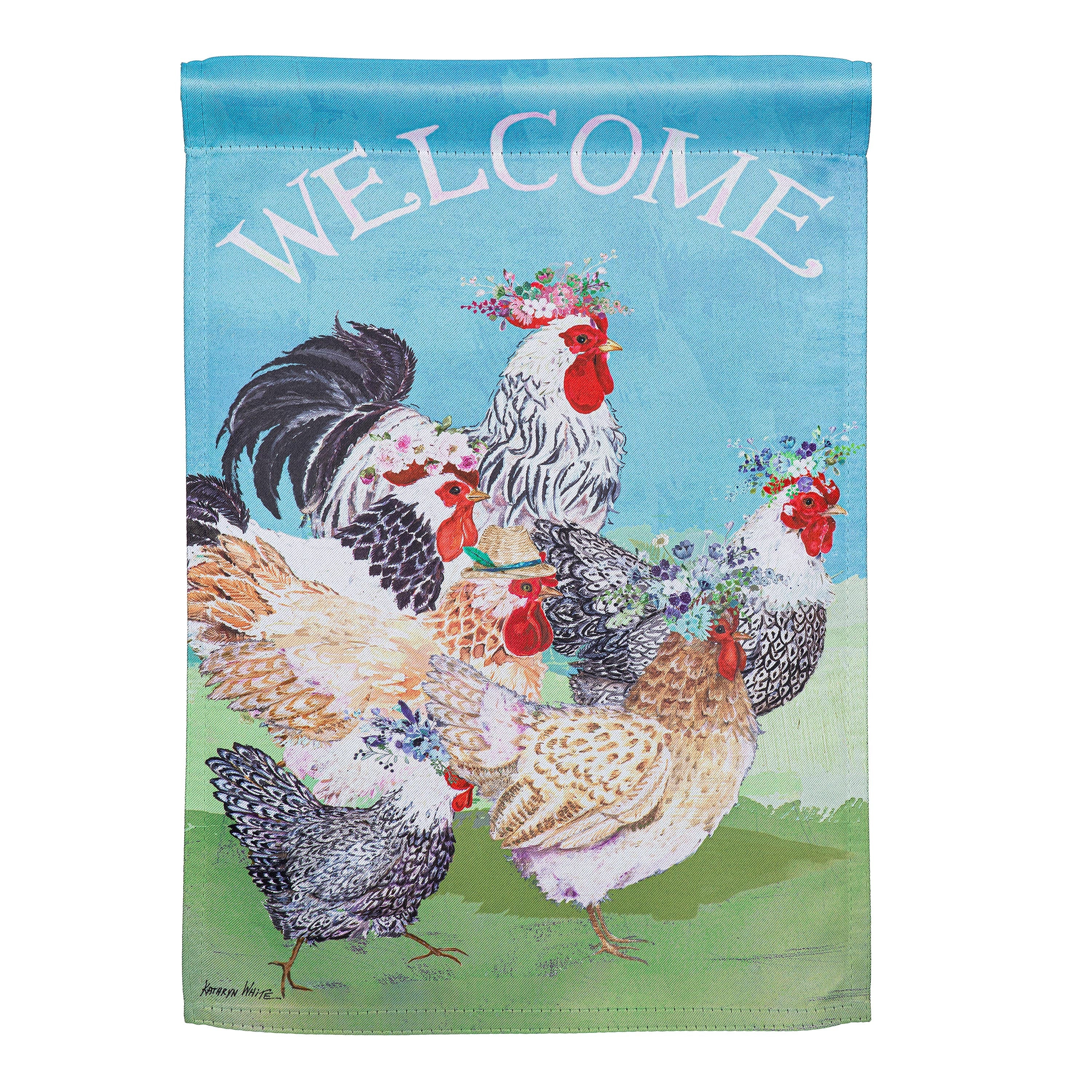 Floral Chickens Suede Garden Flag - Sports Collectibles, Sports Memorabilia, Sports Fan Shop, Sports Gifts