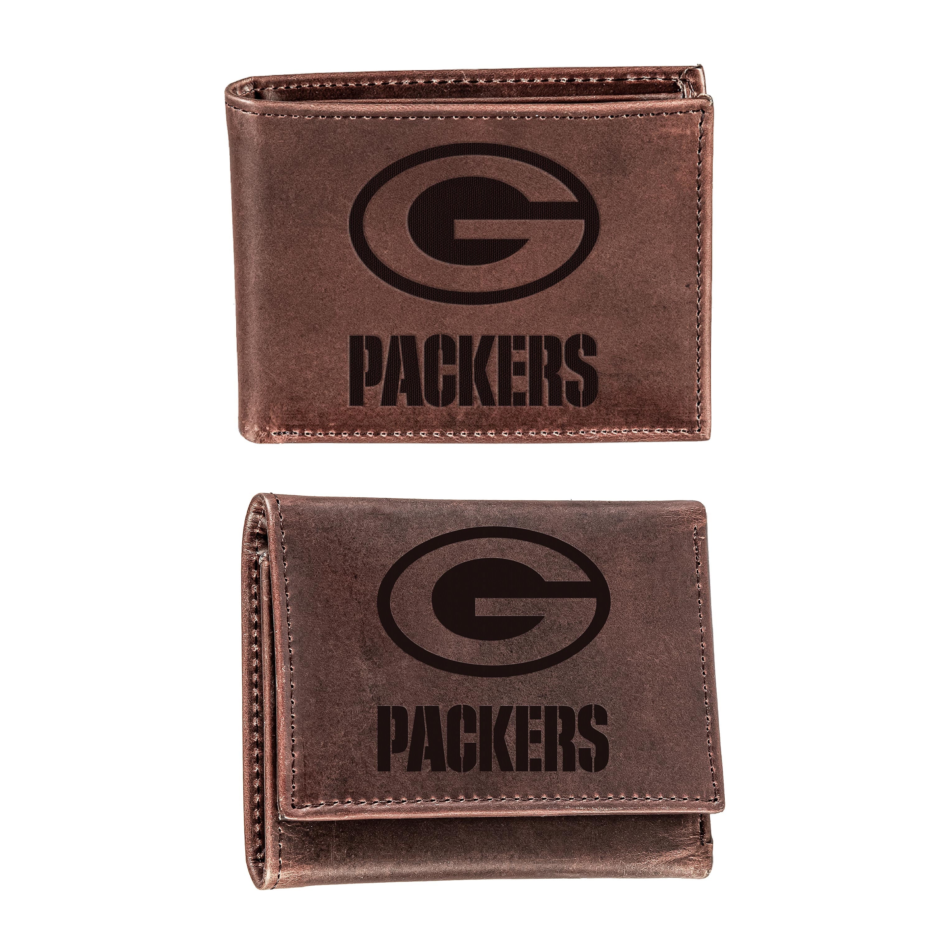 Green Bay Packers, Bi-Fold and Tri-Fold Wallet Gift Set, Brown - Sports Gifts, Sports Memorabilia, Sports Collectibles, Fan Shop