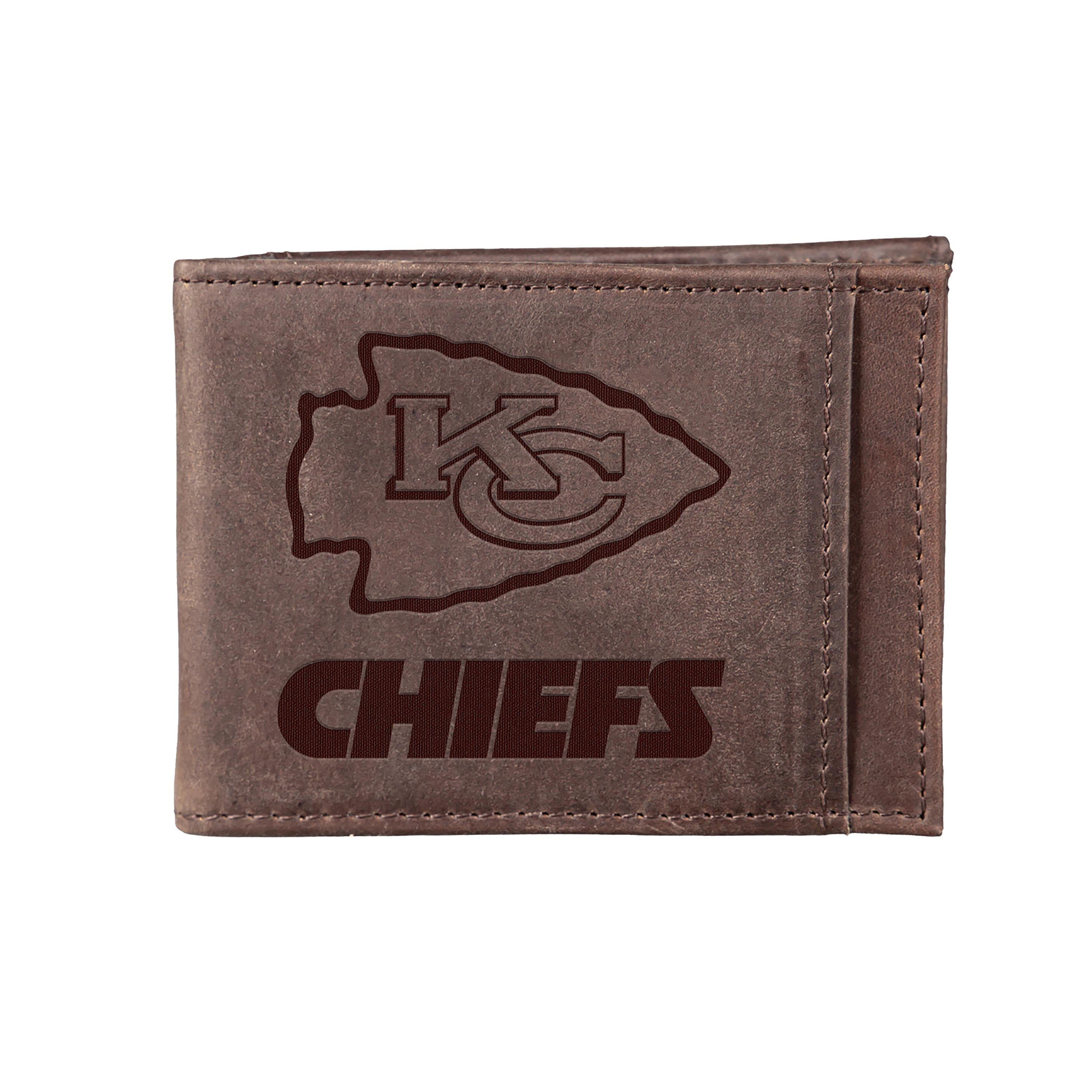 Front Pocket Wallet w/ RFID Blocking, Kansas City Chiefs, Brown - Sports Collectibles, Sports Memorabilia, Sports Fan Shop, Sports Gifts