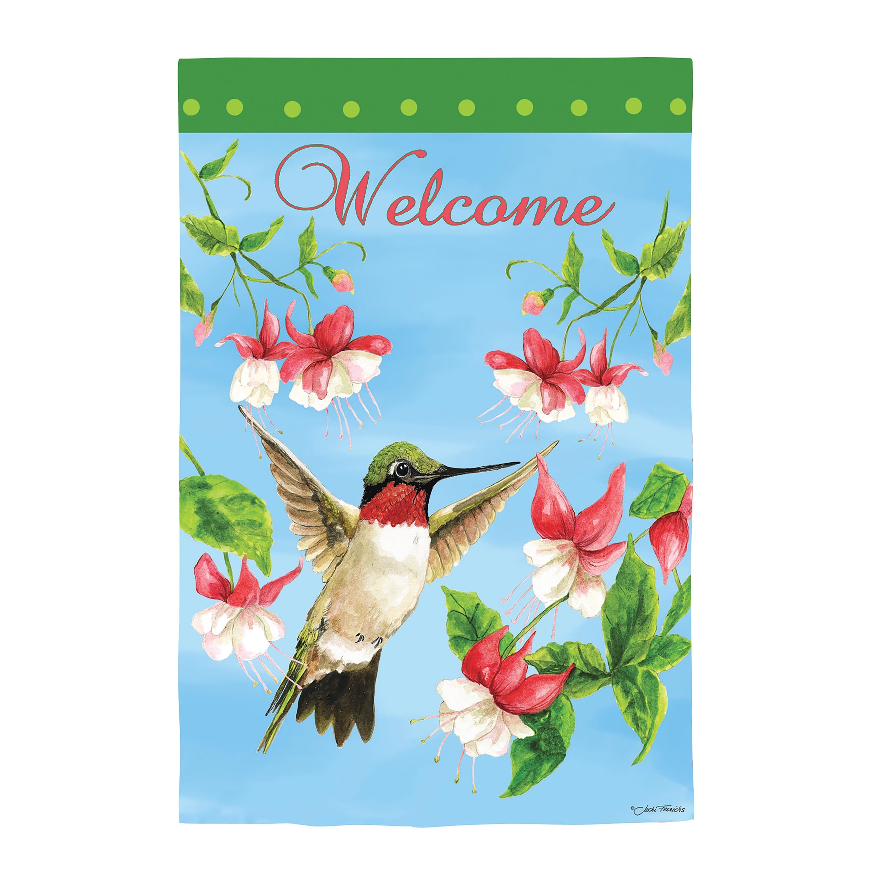 Hummingbird and Flowers Lustre House Flag - Sports Collectibles, Sports Memorabilia, Sports Fan Shop, Sports Gifts