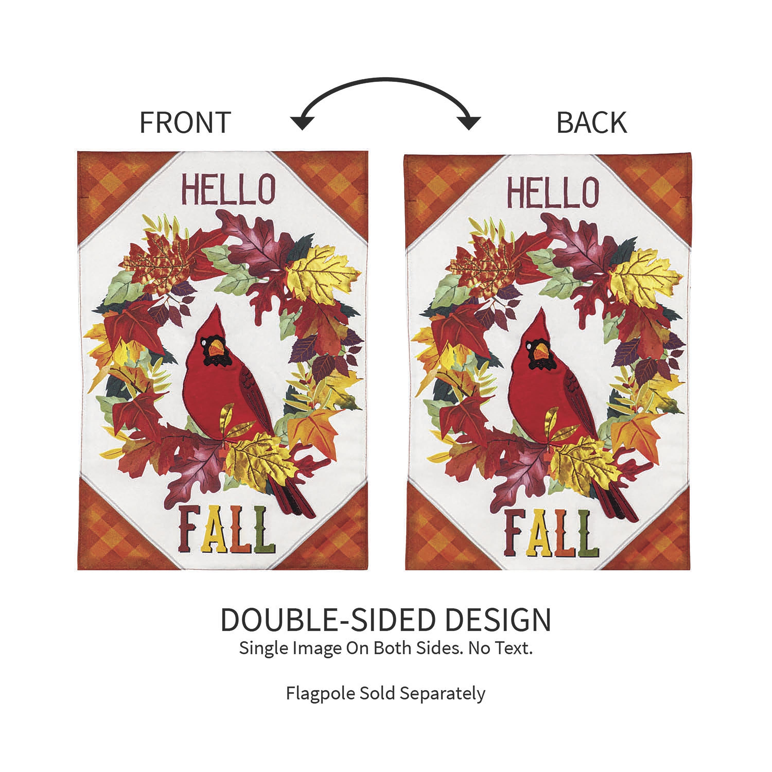 Hello Fall Cardinal Wreath Garden Linen Flag - Sports Collectibles, Sports Memorabilia, Sports Fan Shop, Sports Gifts