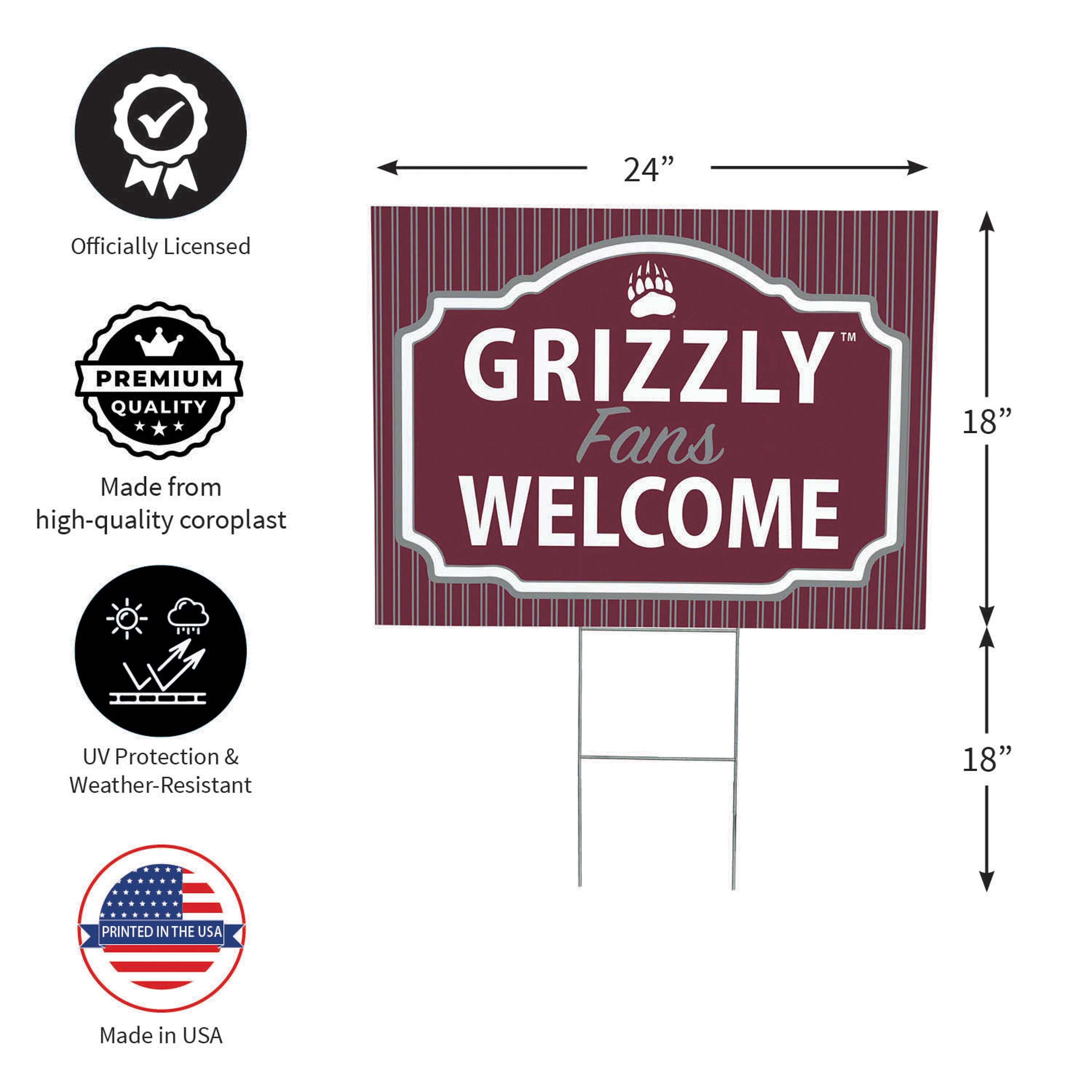 University of Montana Coroplast Yard Sign, "Fans Welcome" - Sports Collectibles, Sports Memorabilia, Sports Fan Shop, Sports Gifts