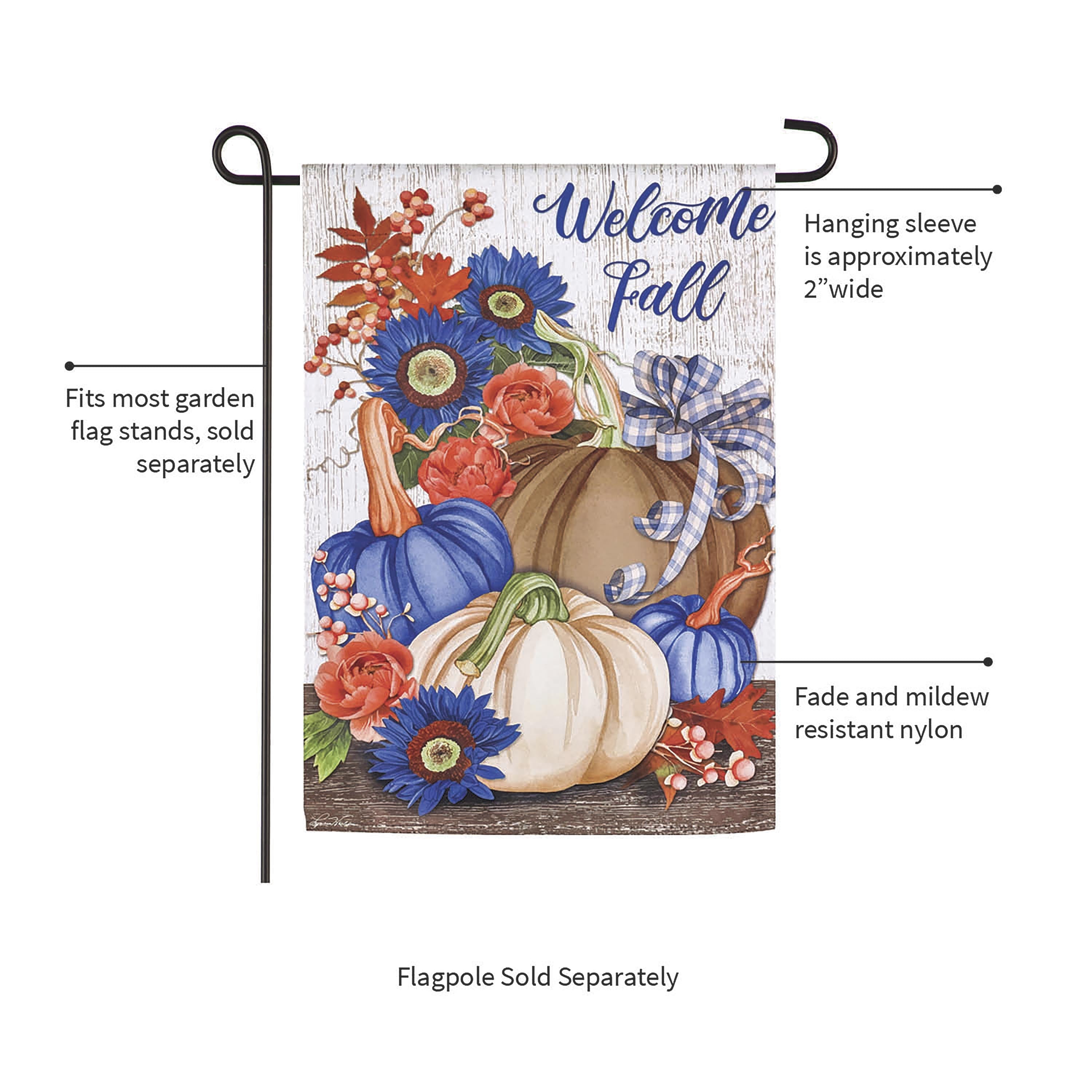 Welcome Fall Neutral Garden Suede Flag - Sports Collectibles, Sports Memorabilia, Sports Fan Shop, Sports Gifts