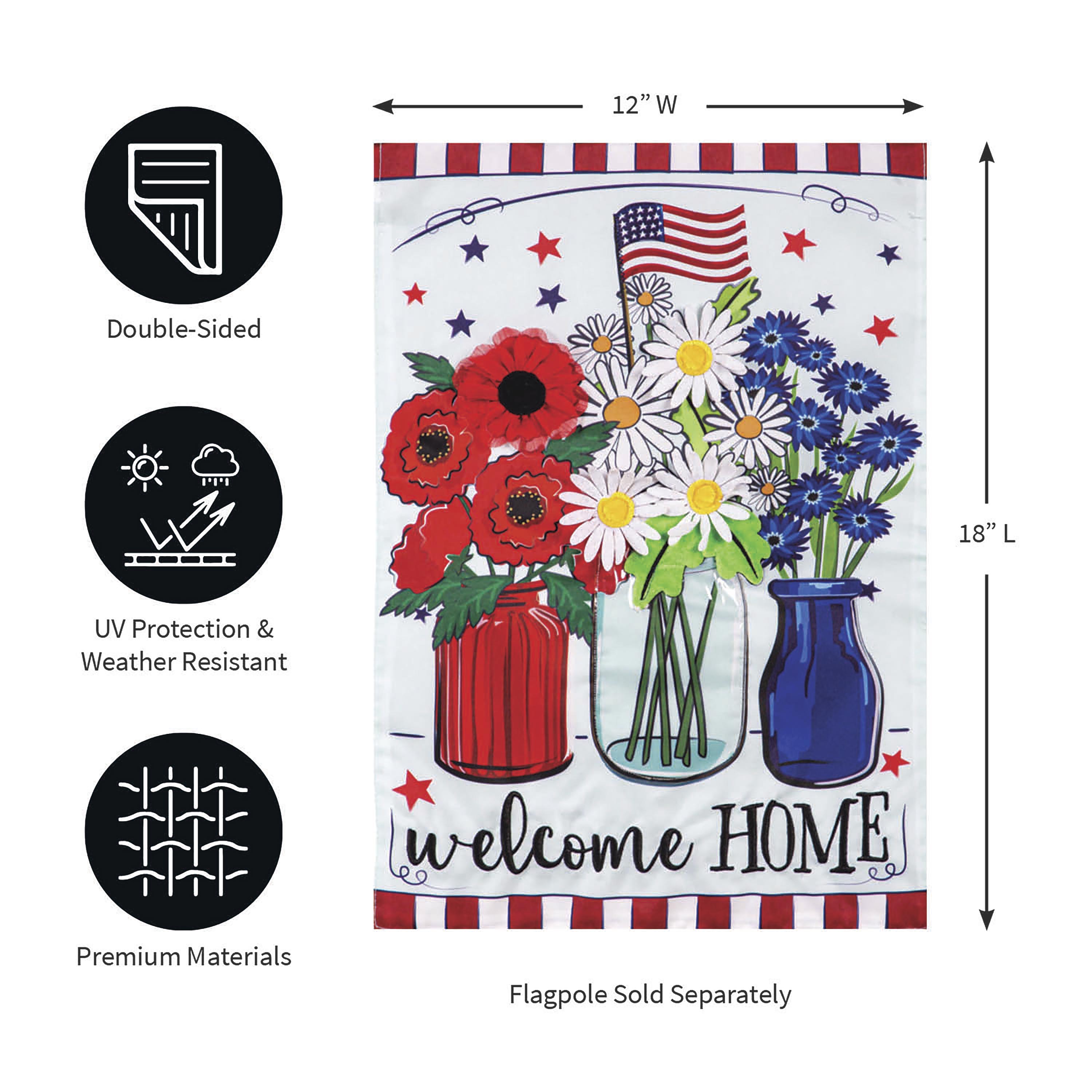 Patriotic Floral Applique Garden Flag - Sports Collectibles, Sports Memorabilia, Sports Fan Shop, Sports Gifts