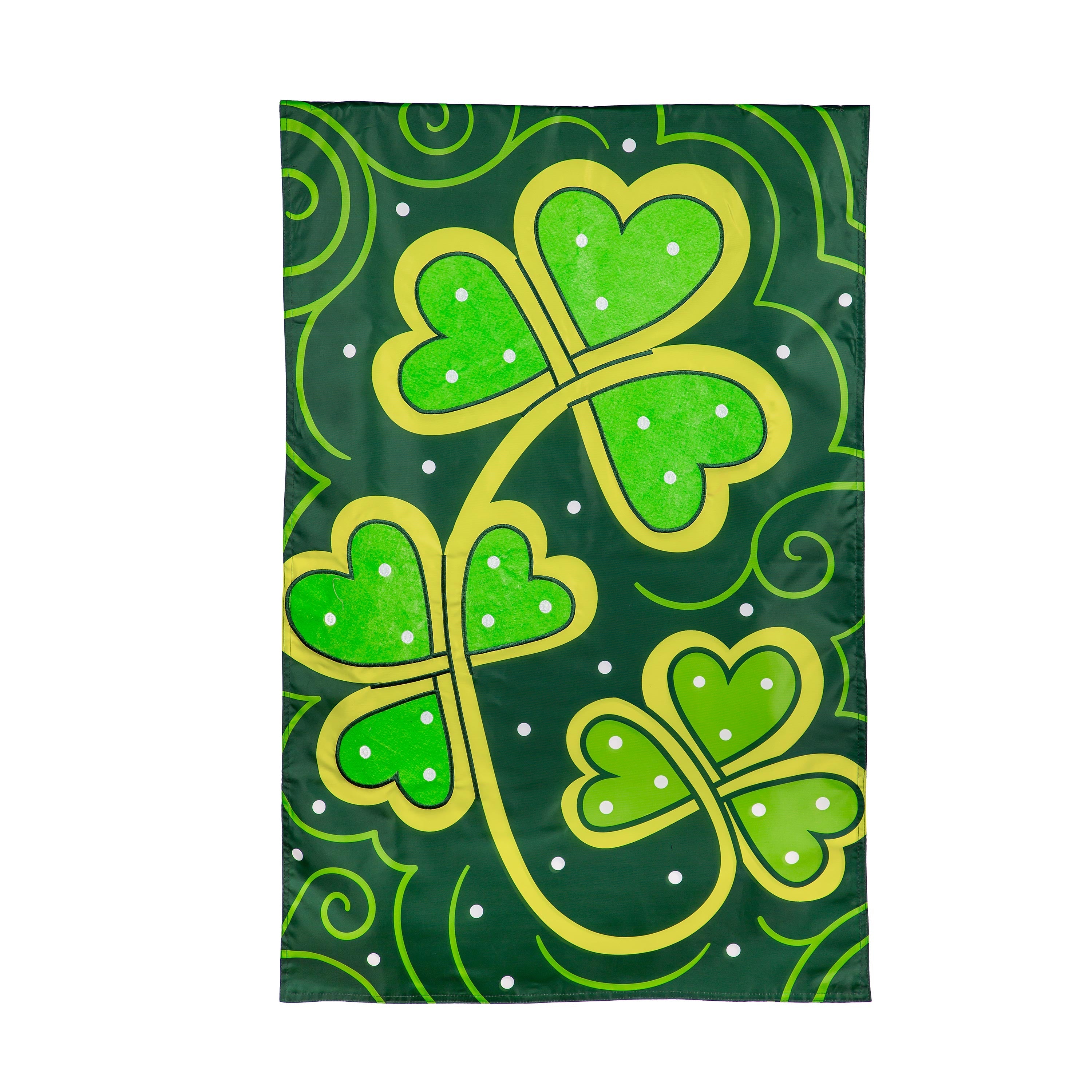 Lucky Clovers Applique House Flag - Sports Gifts, Sports Memorabilia, Sports Collectibles, Fan Shop