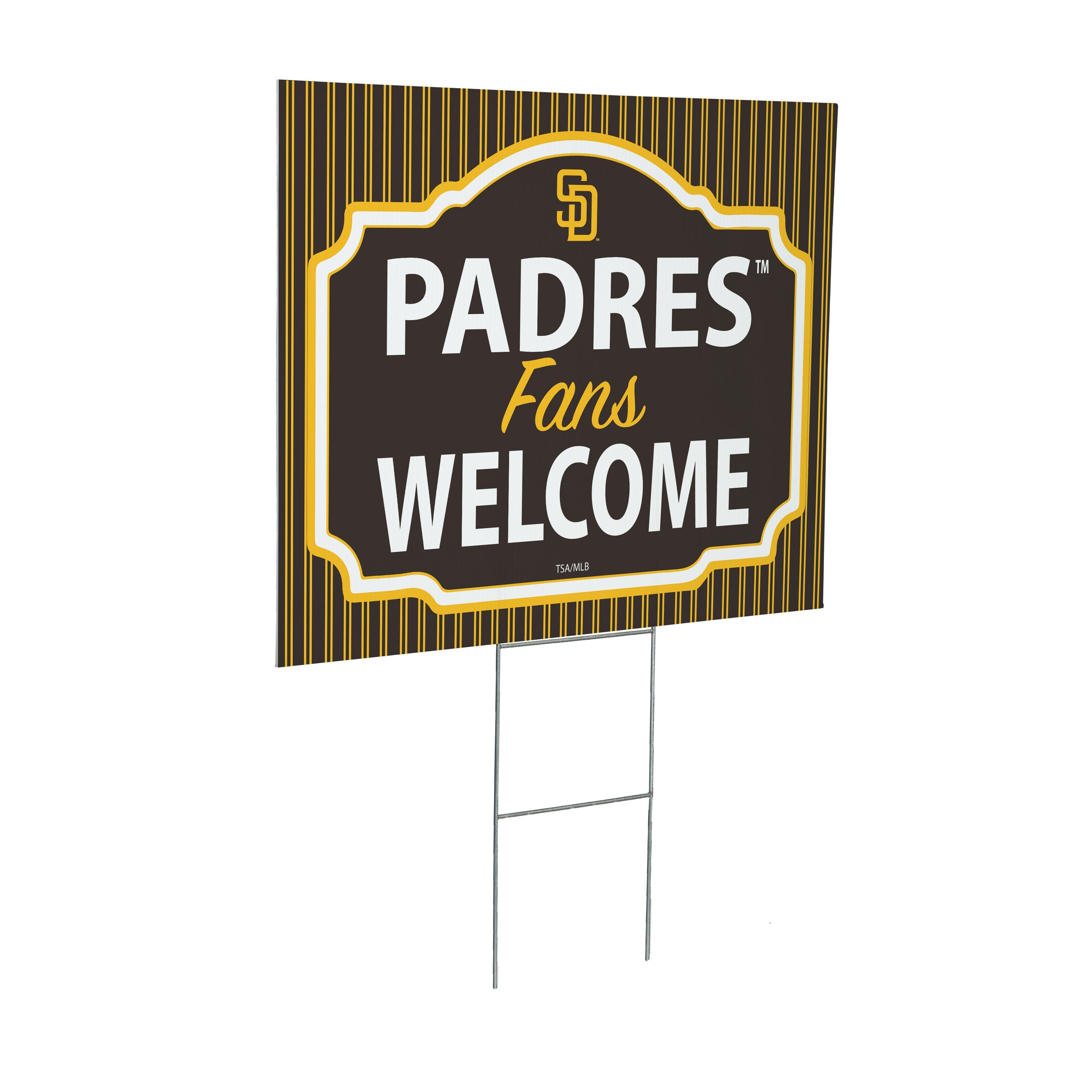 San Diego Padres Coroplast Yard Sign, "Fans Welcome" - Sports Collectibles, Sports Memorabilia, Sports Fan Shop, Sports Gifts