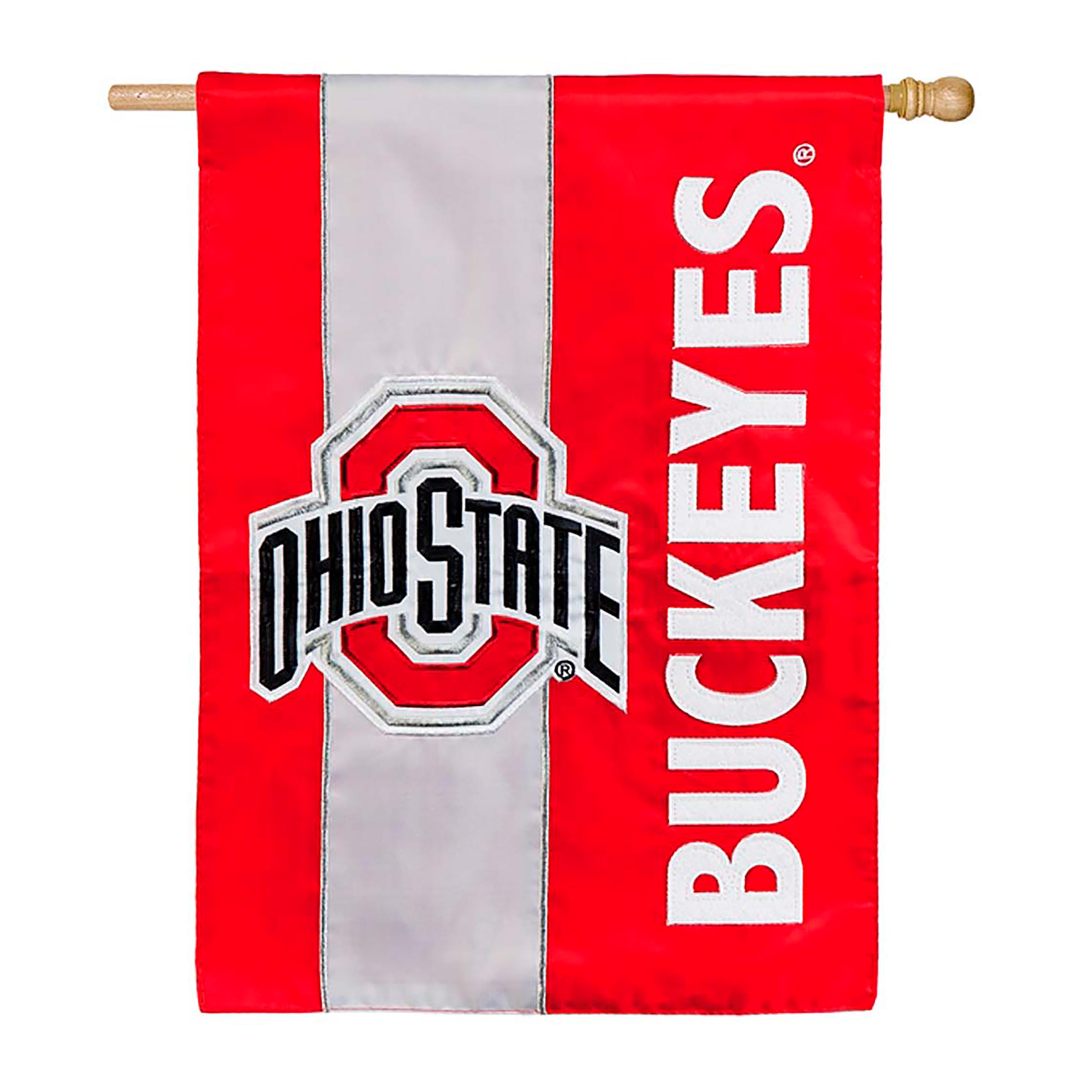Double-Sided Embellished NCAA College Team Pride Applique House Flag, Ohio State - Sports Collectibles, Sports Memorabilia, Sports Fan Shop, Sports Gifts